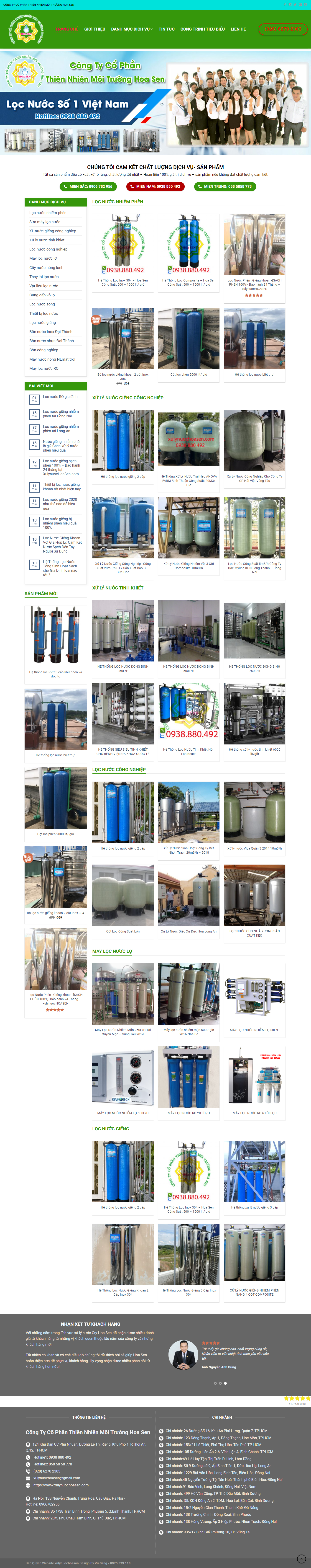 Thiết kế Website web thiết bị xử lọc nước - xulynuochoasencom