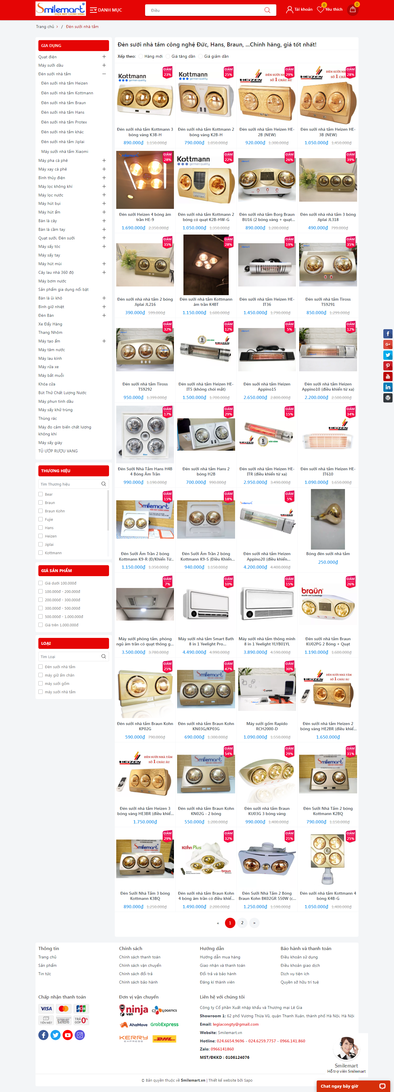 Thiết kế Website web bóng sưởi - smilemartvn