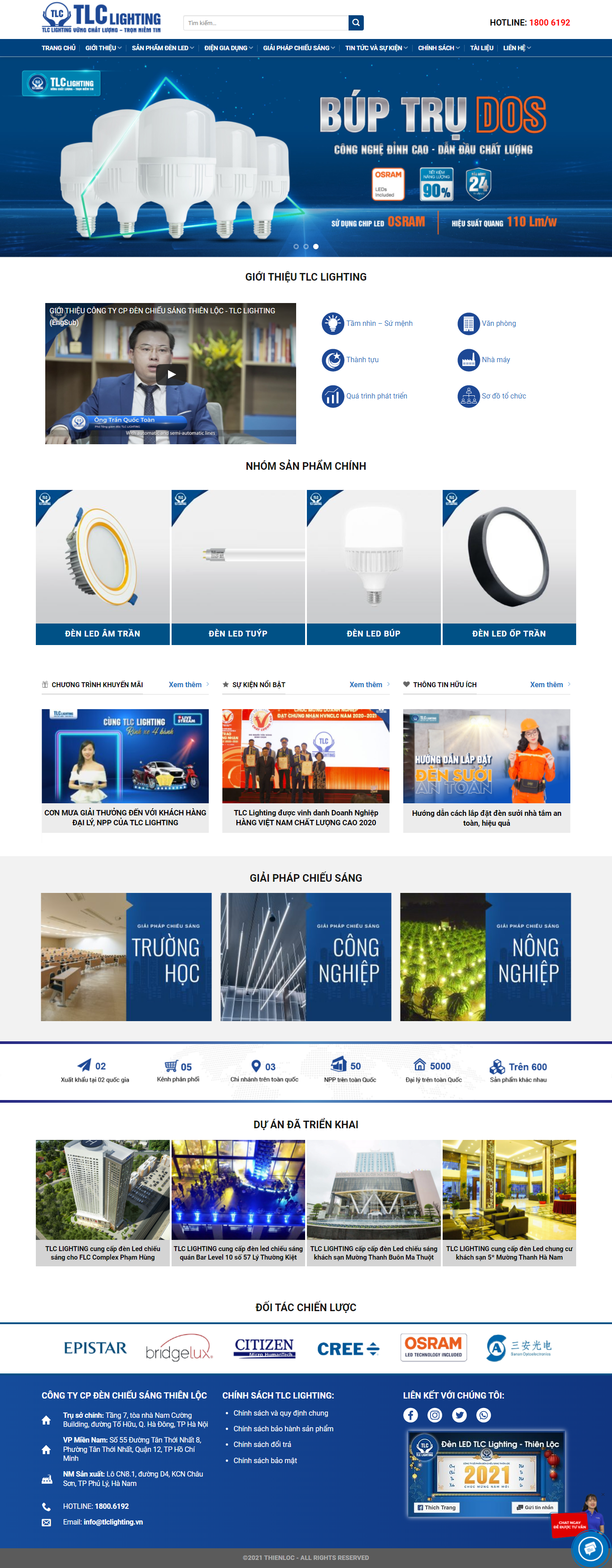Thiết kế Website web đèn chiếu sáng công nghiệp - tlclightingcomvn