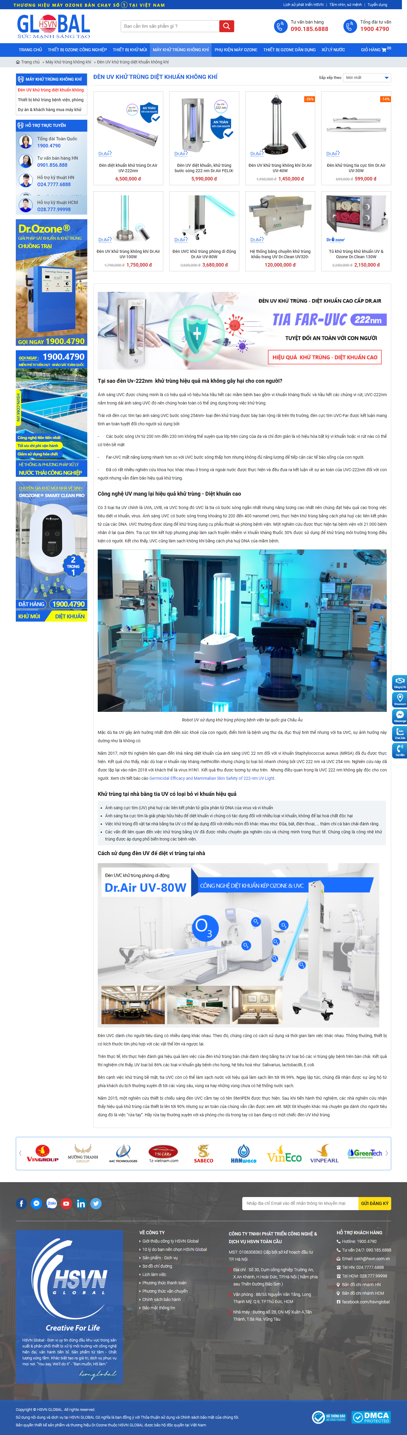 Thiết kế Website web đèn uv diệt khuẩn - hsvncomvn