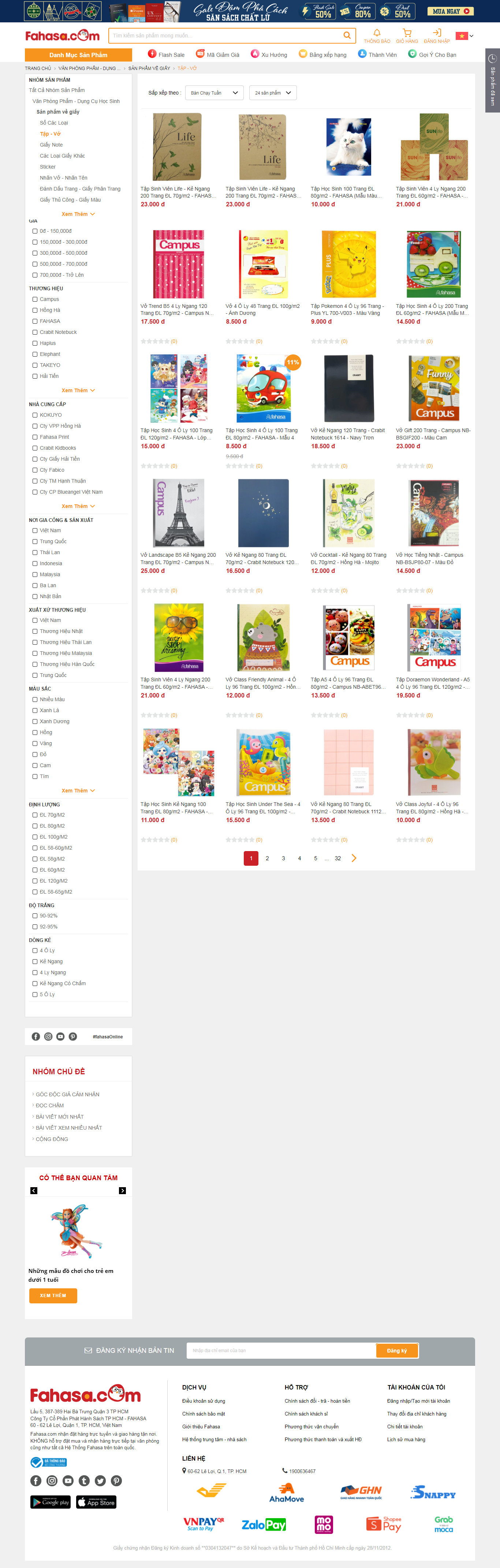 Thiết kế Website web bán vở - wwwfahasacom
