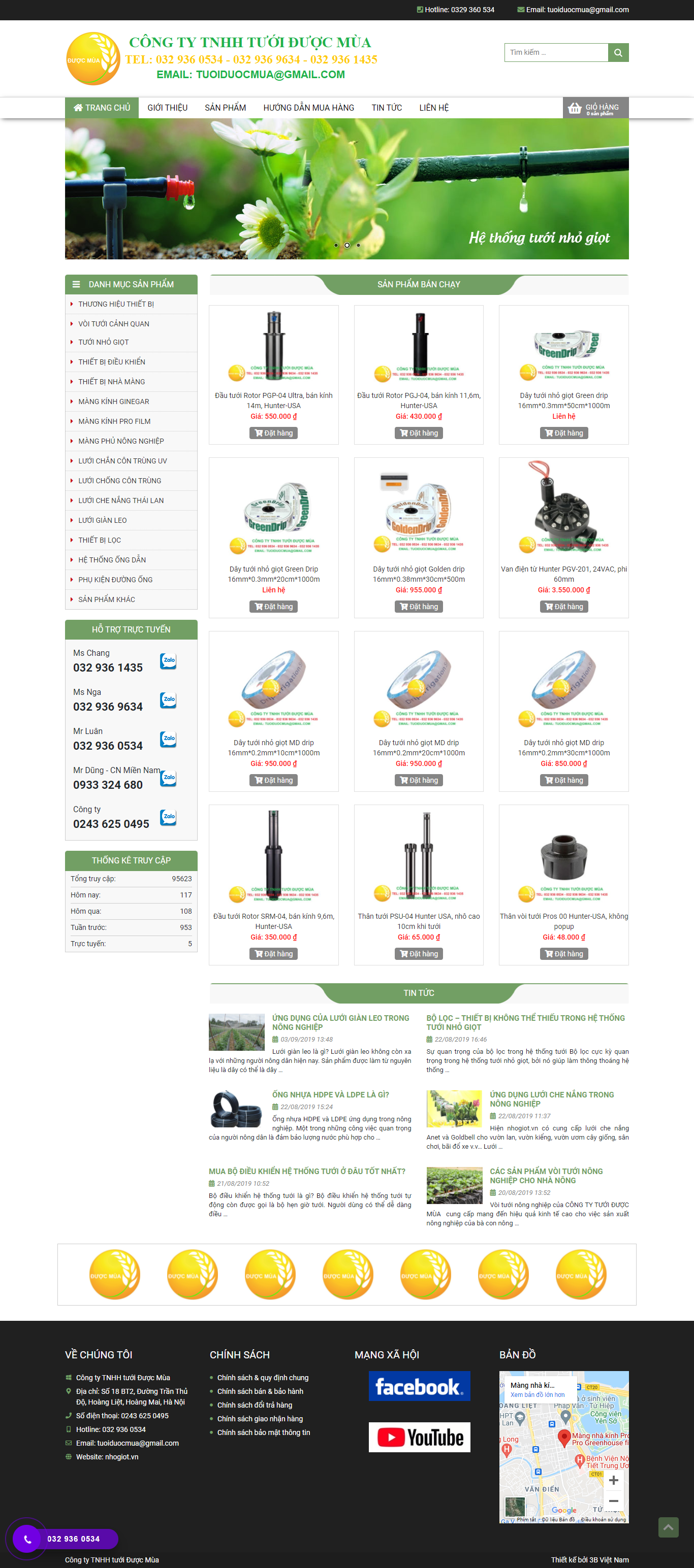 Thiết kế Website web thiết bị tưới - nhogiotvn