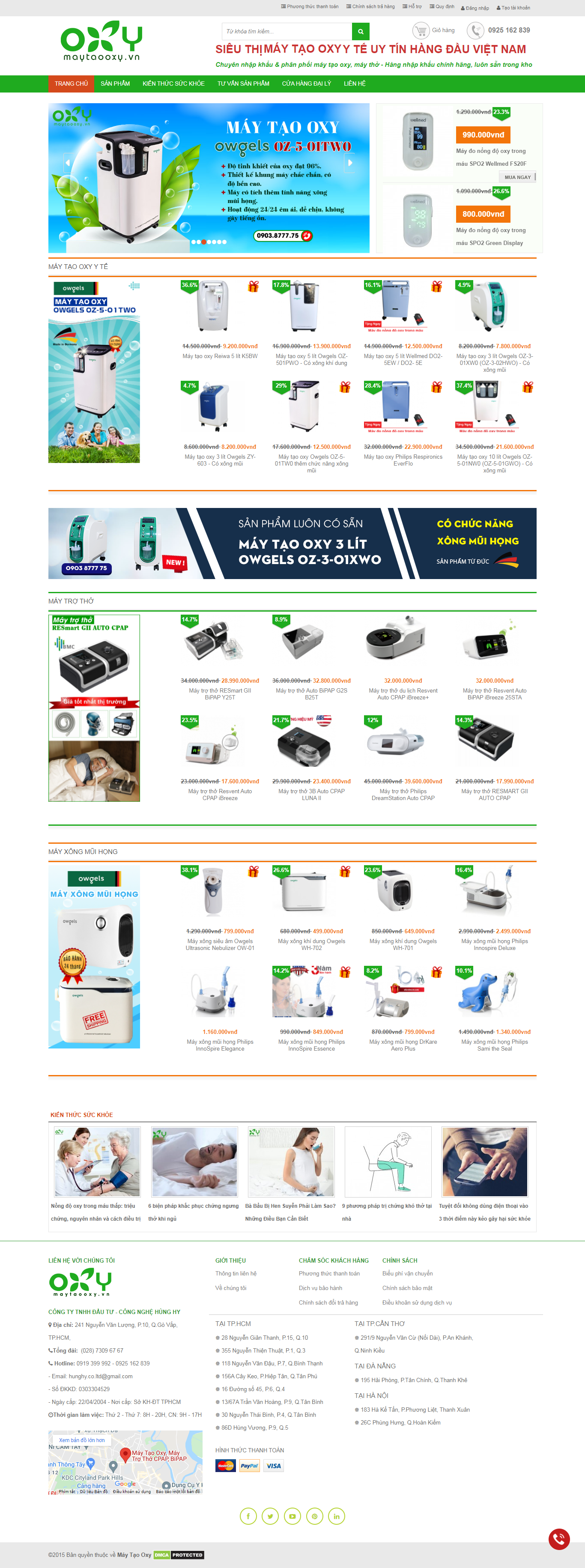 Thiết kế Website web khí y tế - maytaooxyvn