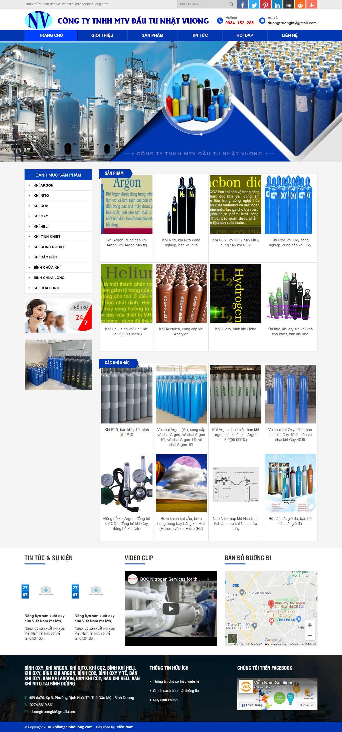 Thiết kế Website web khí y tế - khilongbinhduongcom