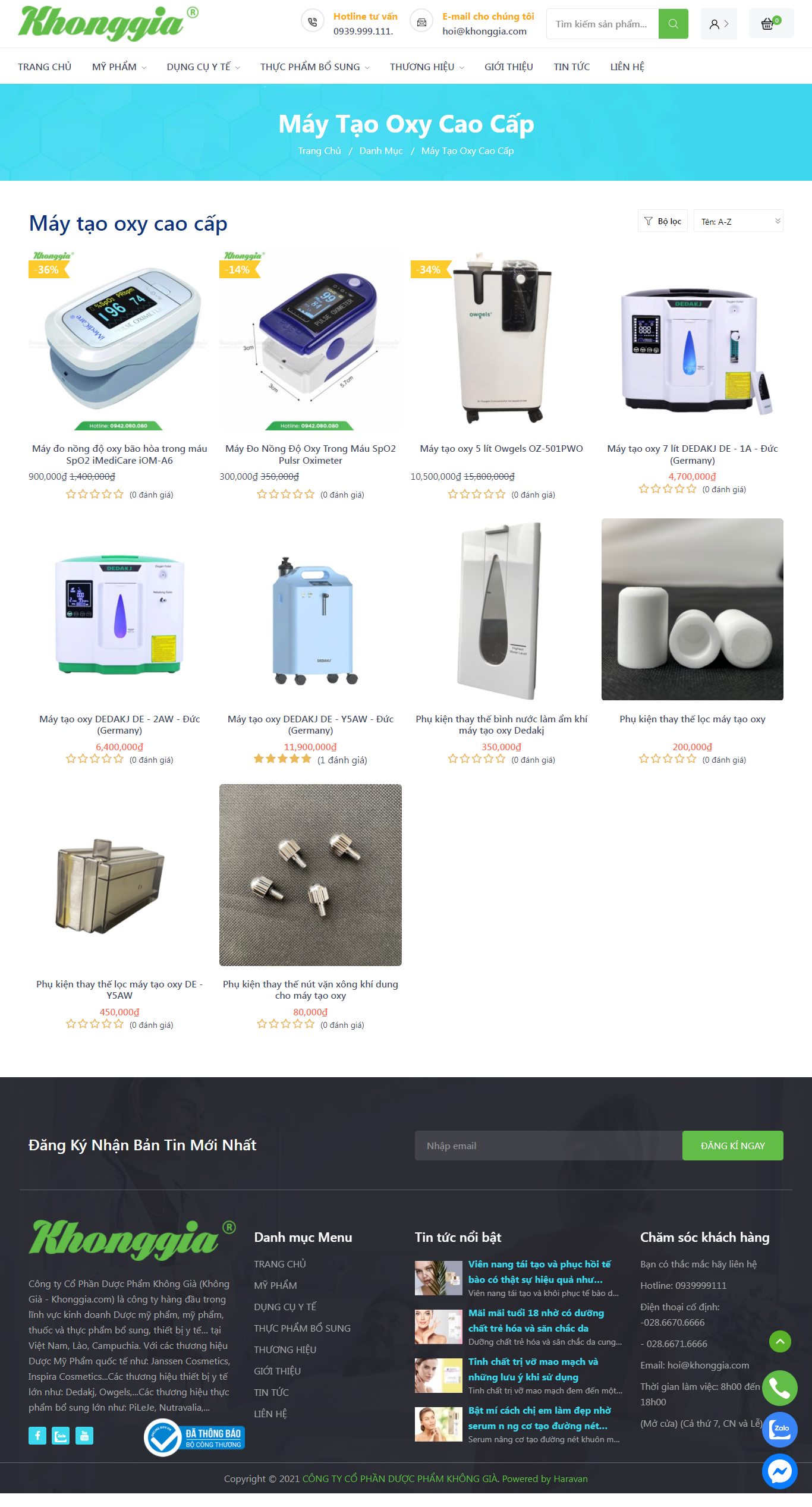 Thiết kế Website web khí y tế - khonggiacom