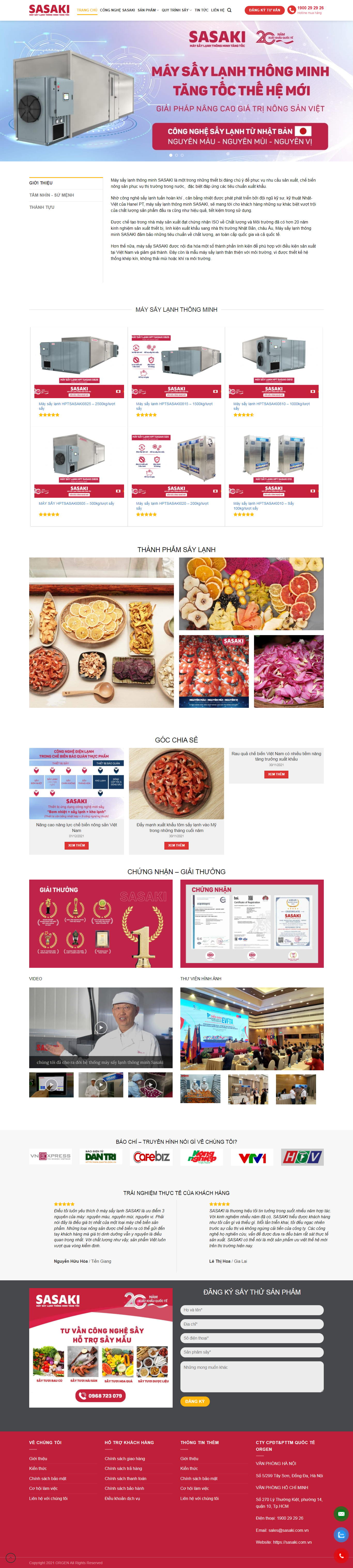 Thiết kế Website web hệ thống sấy - sasakicomvn