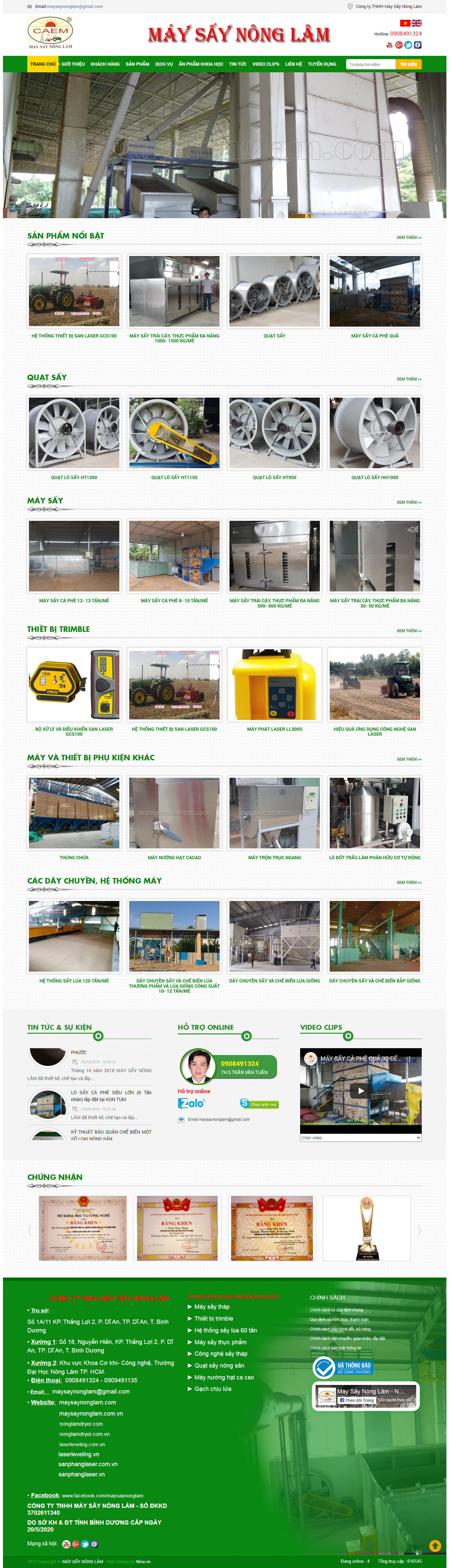 Thiết kế Website web hệ thống sấy - maysaynonglamcom