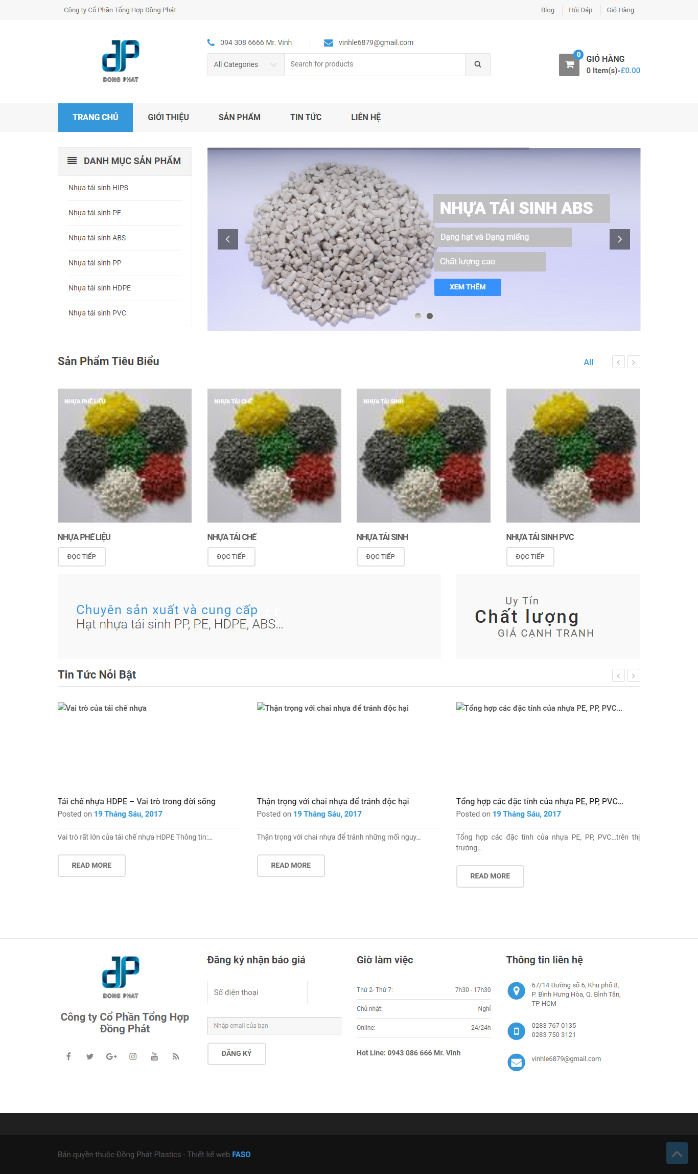 Thiết kế Website web hạt nhựa tái chế - dongphatplasticscom