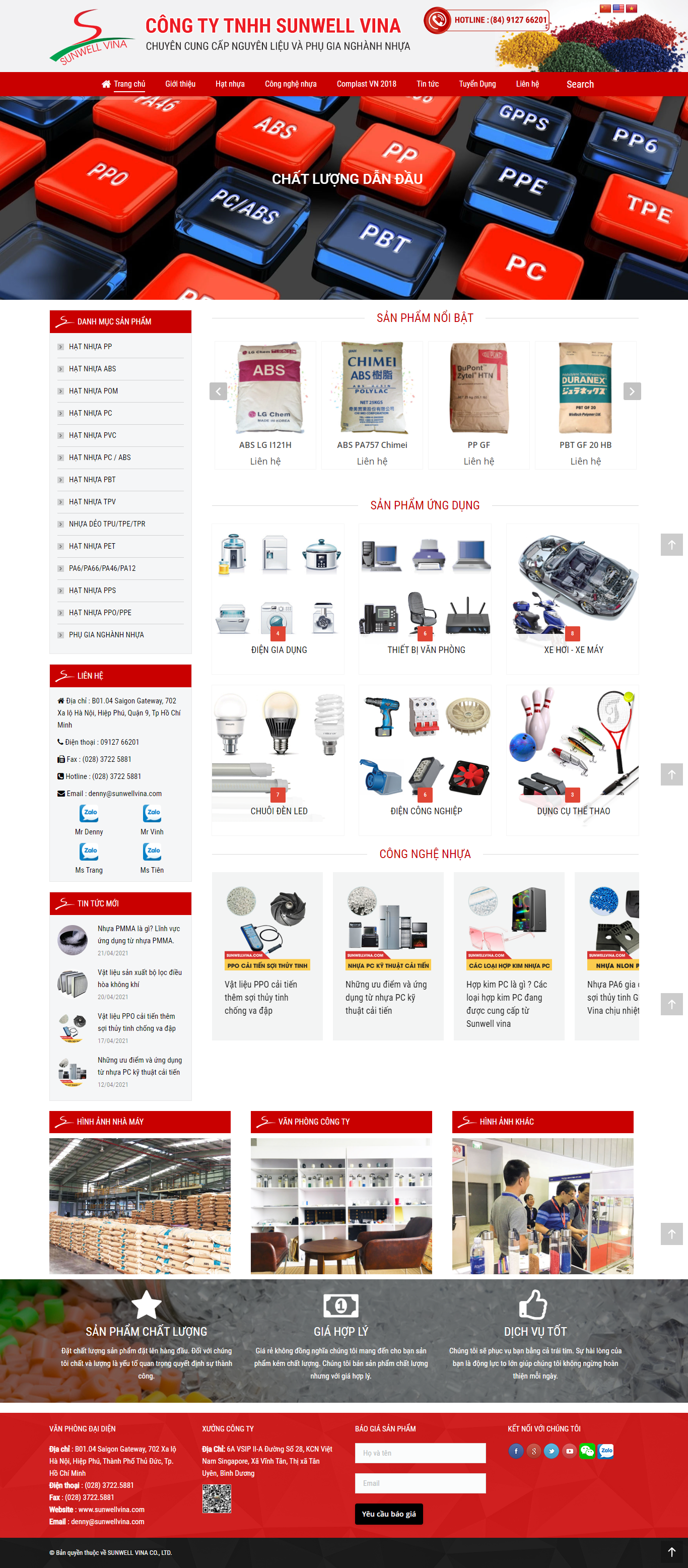 Thiết kế Website web hạt nhựa tái chế - sunwellvinacom