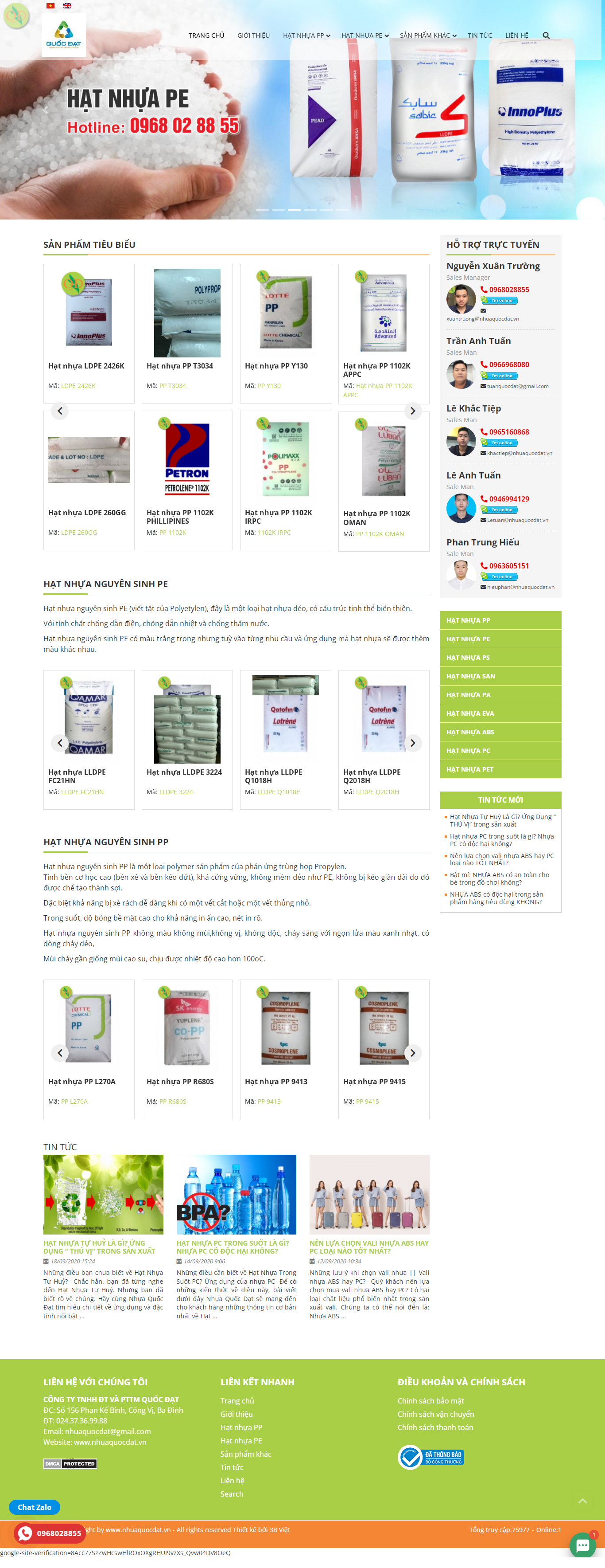 Thiết kế Website web hạt nhựa tái chế - nhuaquocdatvn