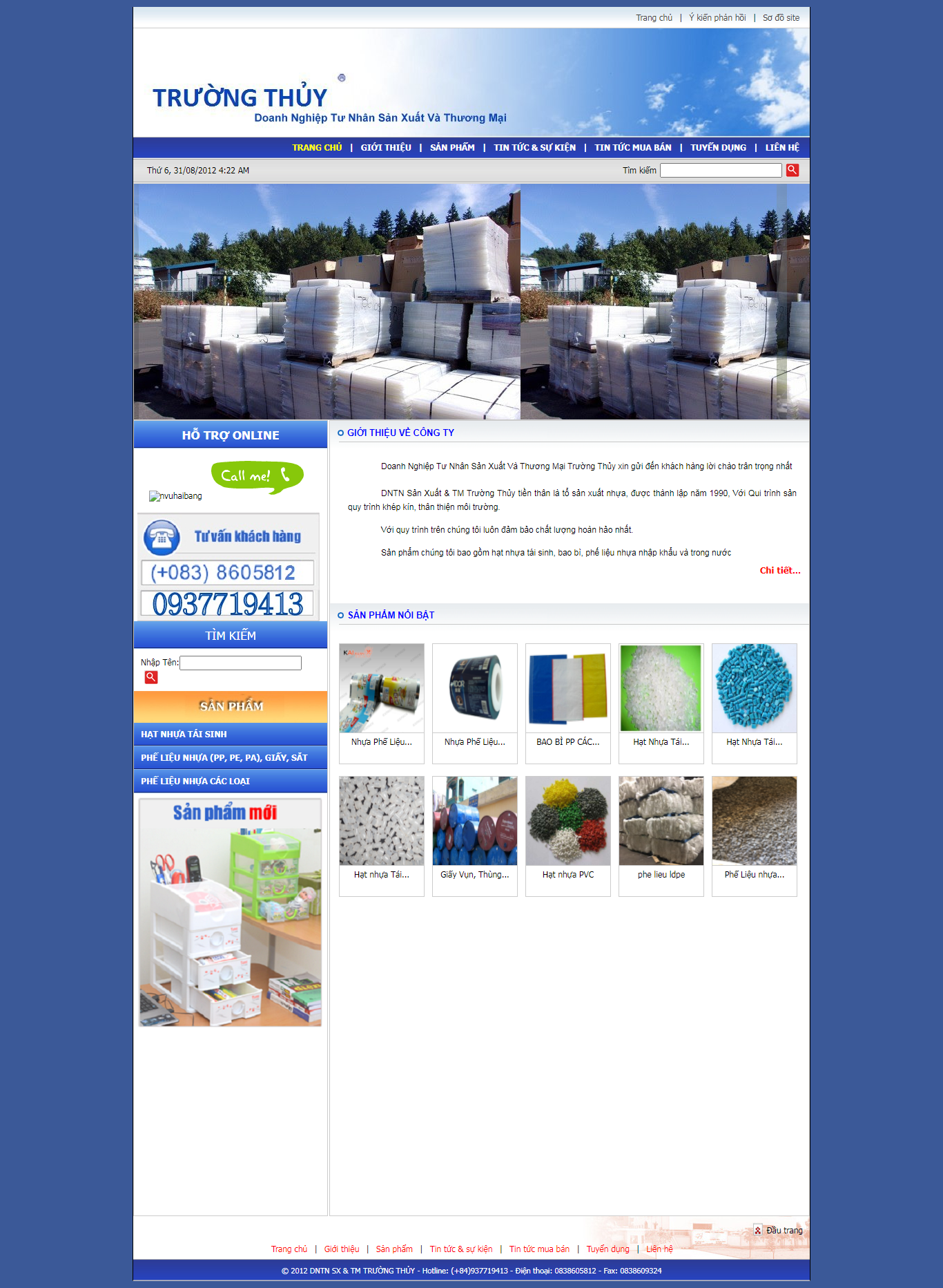 Thiết kế Website web hạt nhựa tái chế - truongthuycom