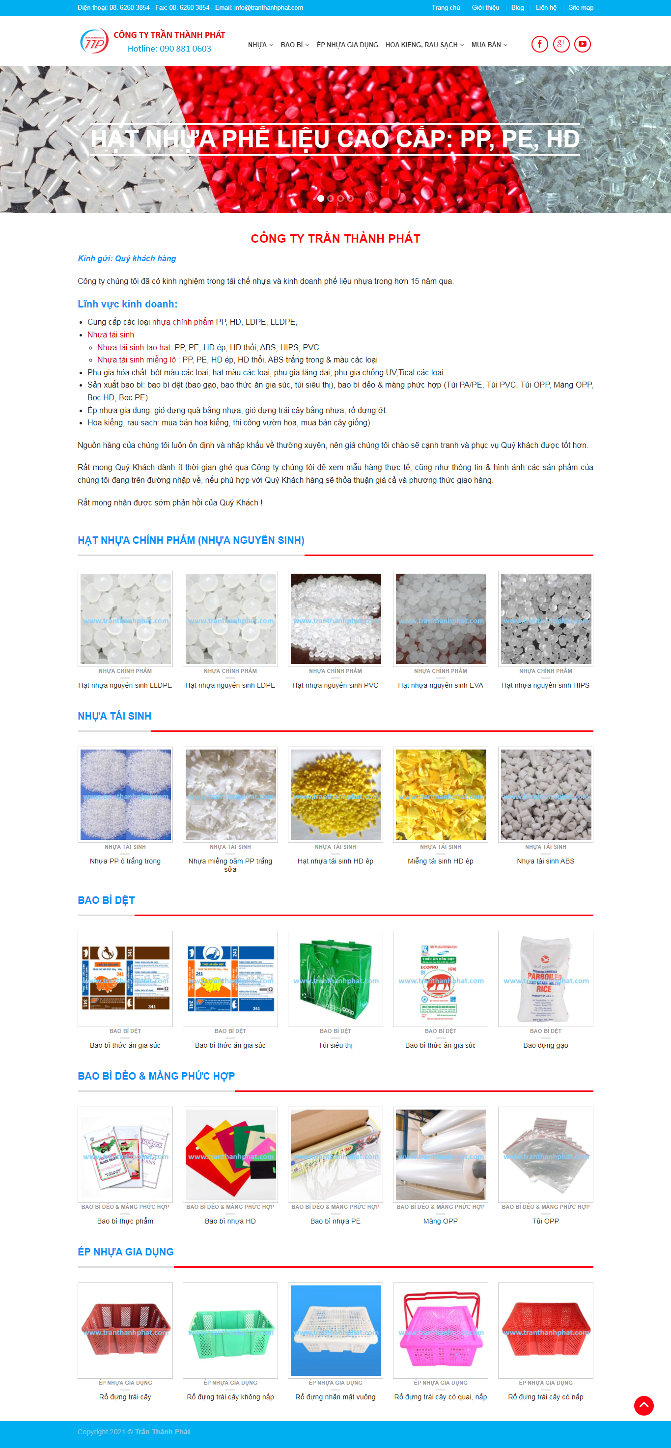 Thiết kế Website web hạt nhựa tái chế - tranthanhphatcom