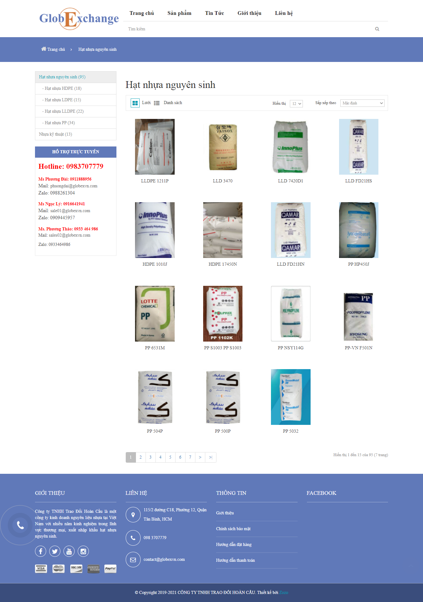 Thiết kế Website web hạt nhựa nguyên sinh - globexvncom