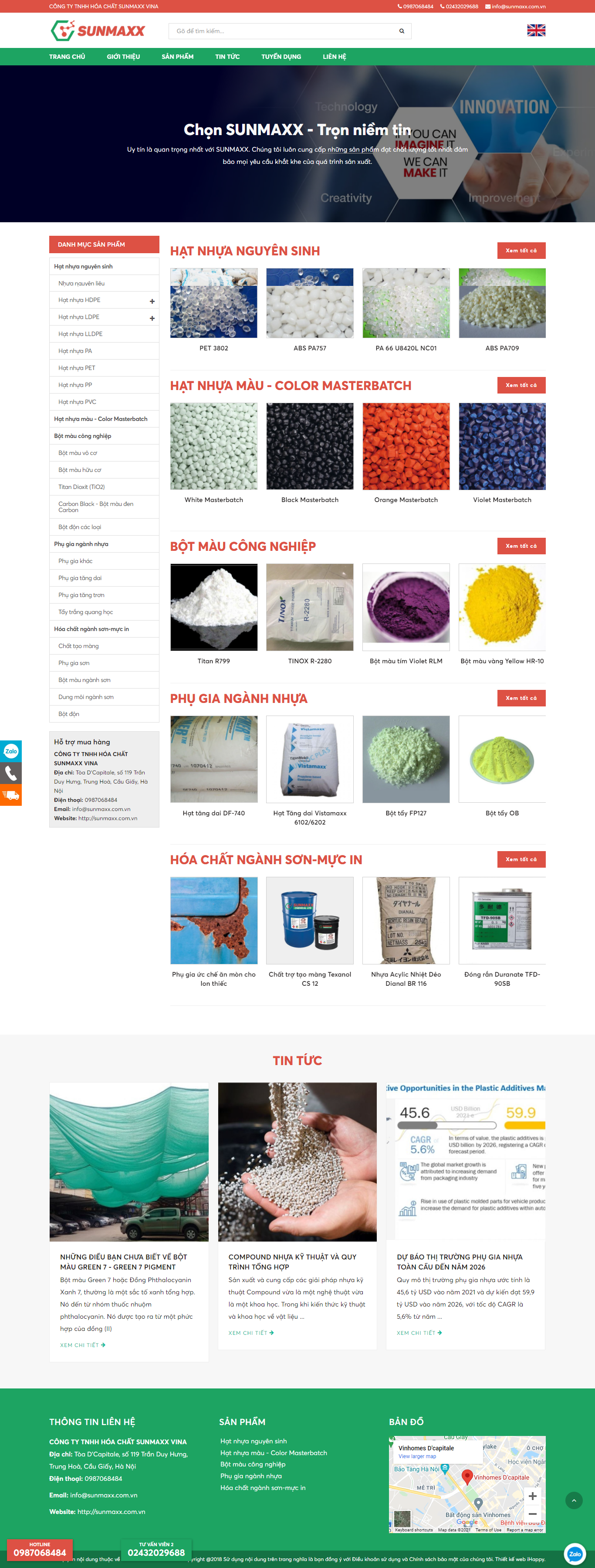 Thiết kế Website web hạt nhựa nguyên sinh - sunmaxxcomvn