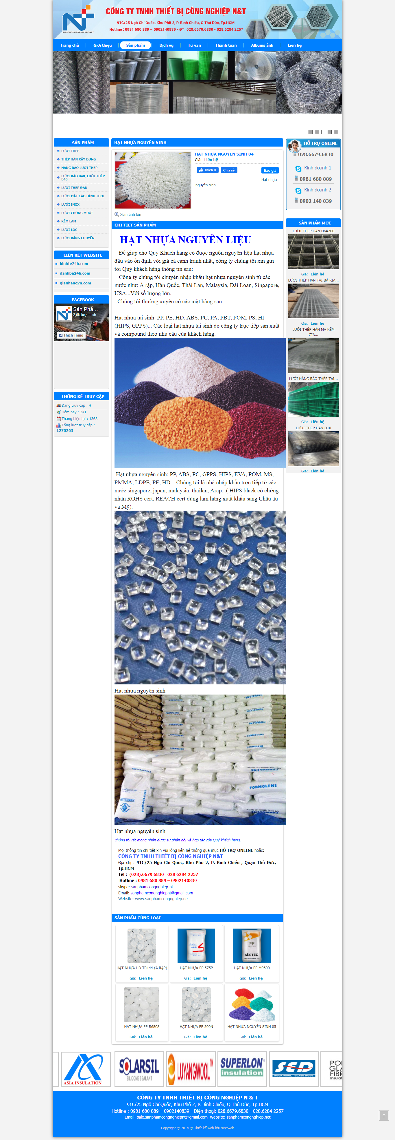 Thiết kế Website web hạt nhựa nguyên sinh - sanphamcongnghiepnet