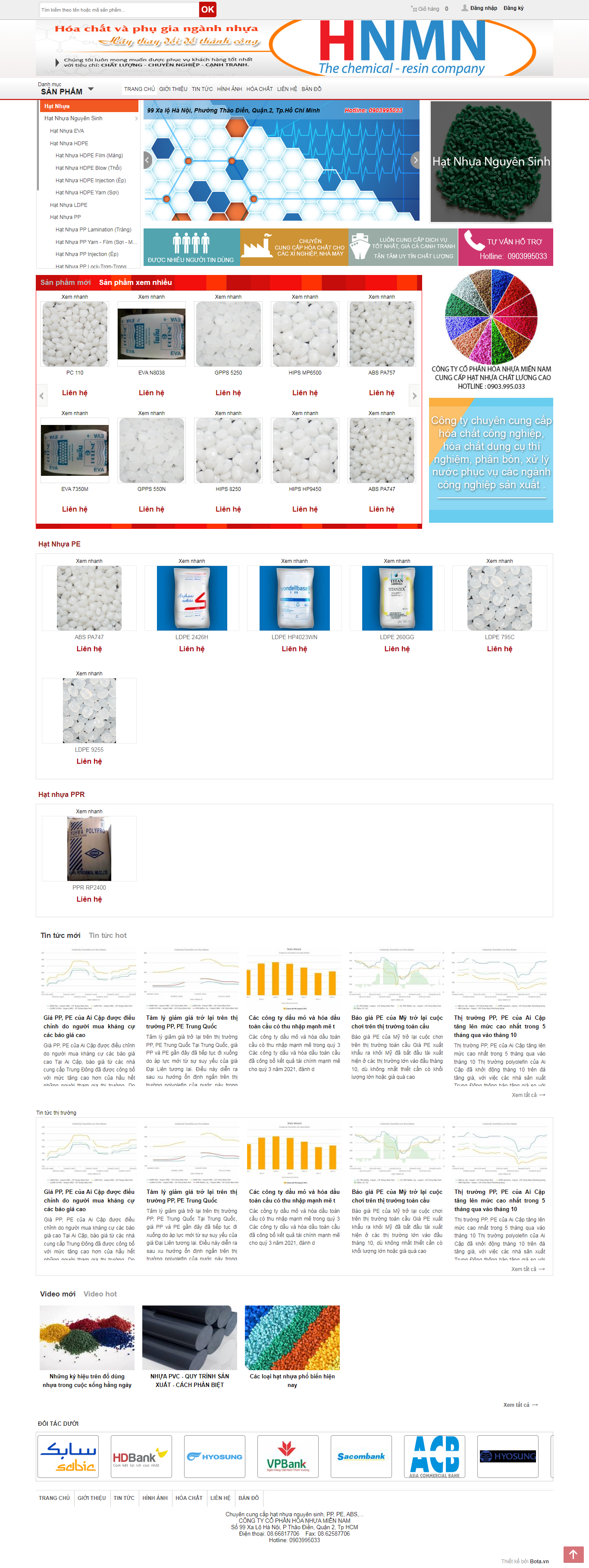 Thiết kế Website web hạt nhựa nguyên sinh - hoanhuamiennamcom