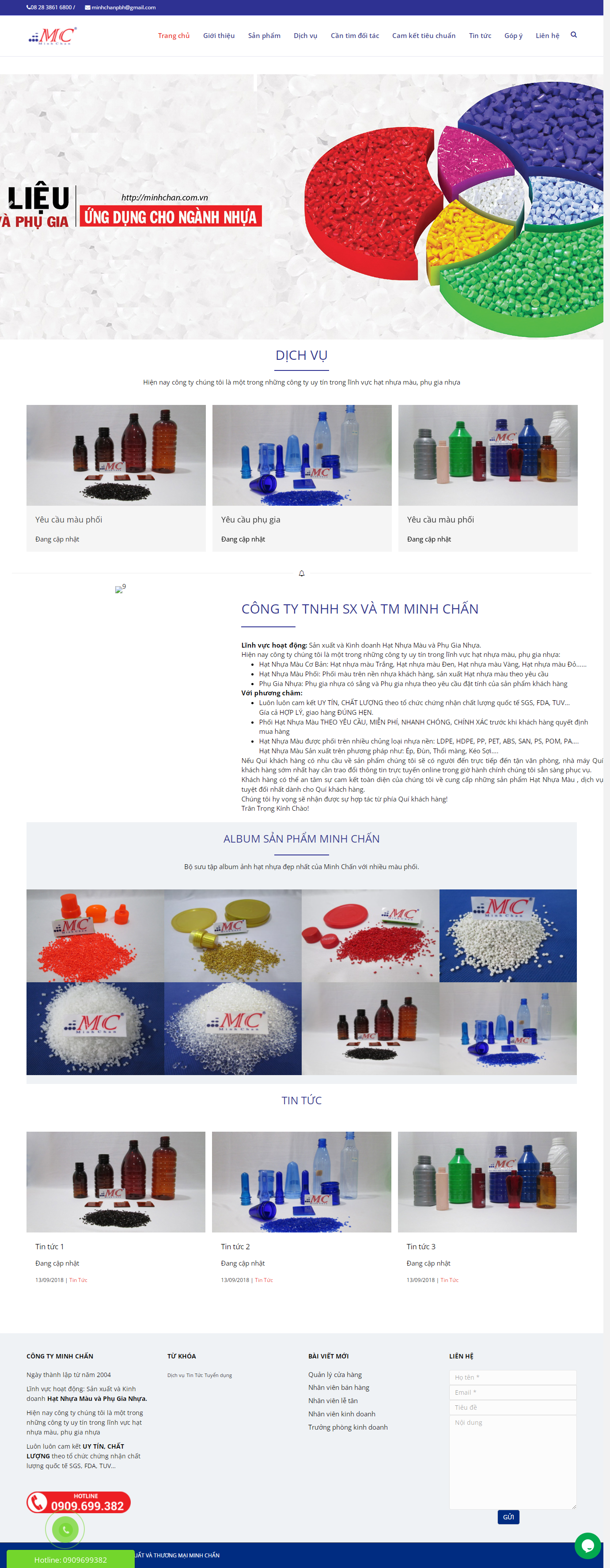 Thiết kế Website web hạt nhựa màu - minhchancom