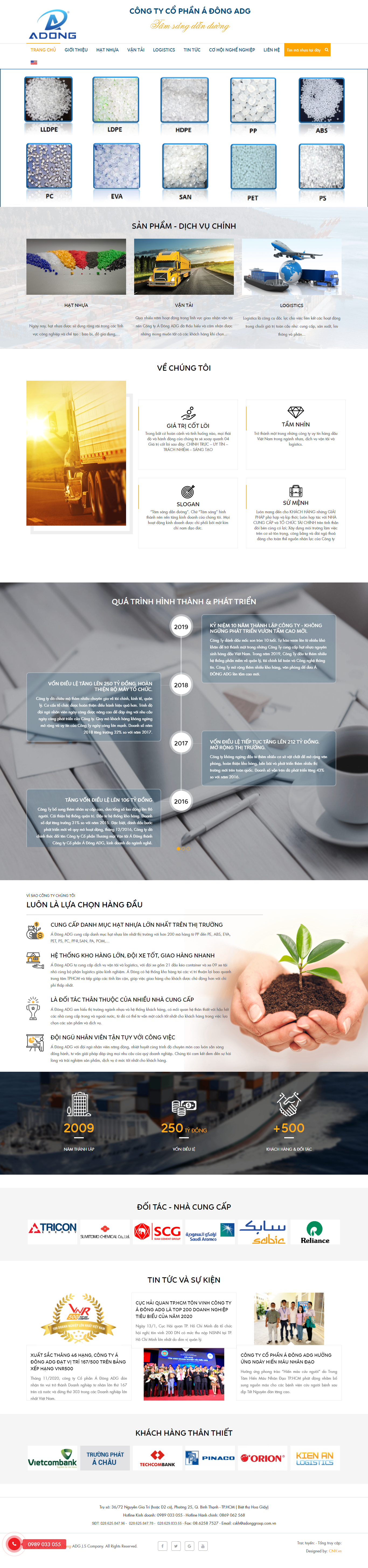 Thiết kế Website web hạt nhựa màu - adonggroupcomvn