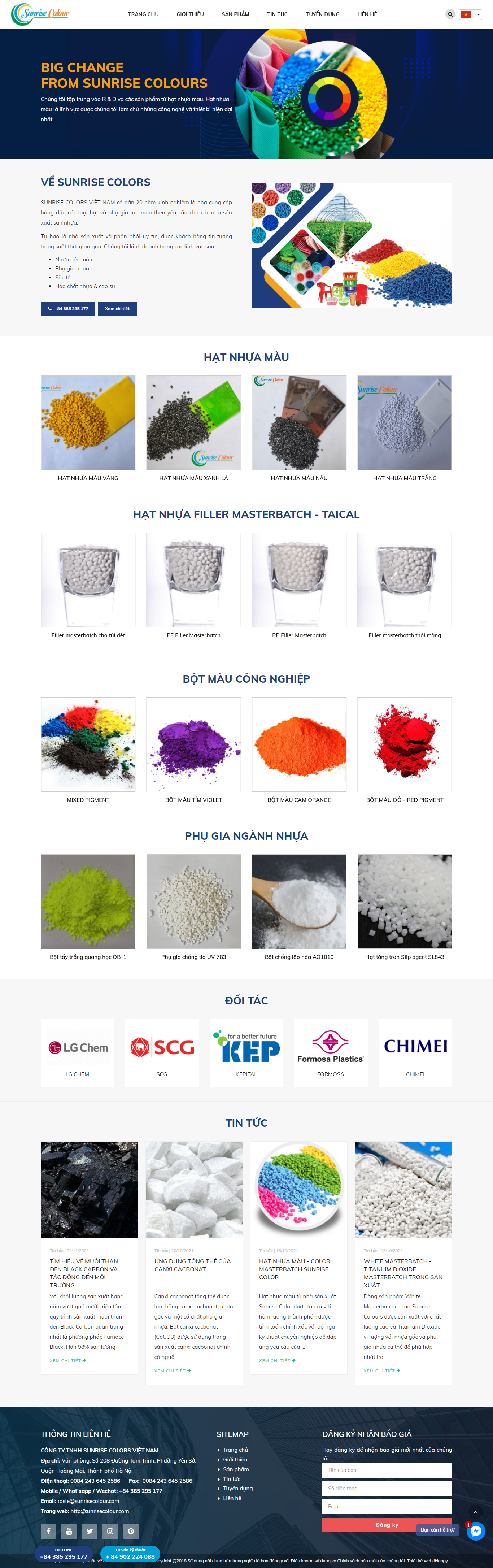 Thiết kế Website web hạt nhựa màu - sunrisecolourcom