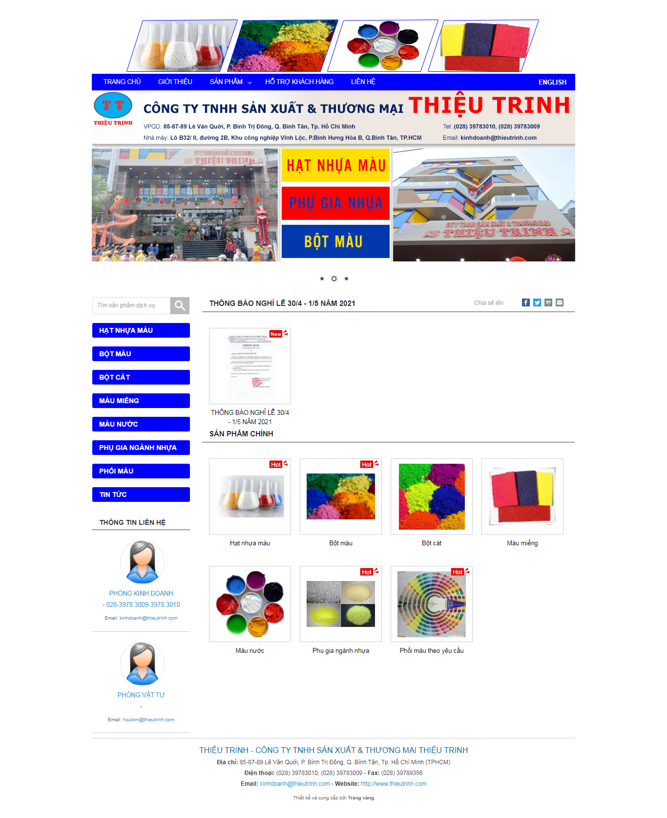 Thiết kế Website web hạt nhựa màu - thieutrinhcom