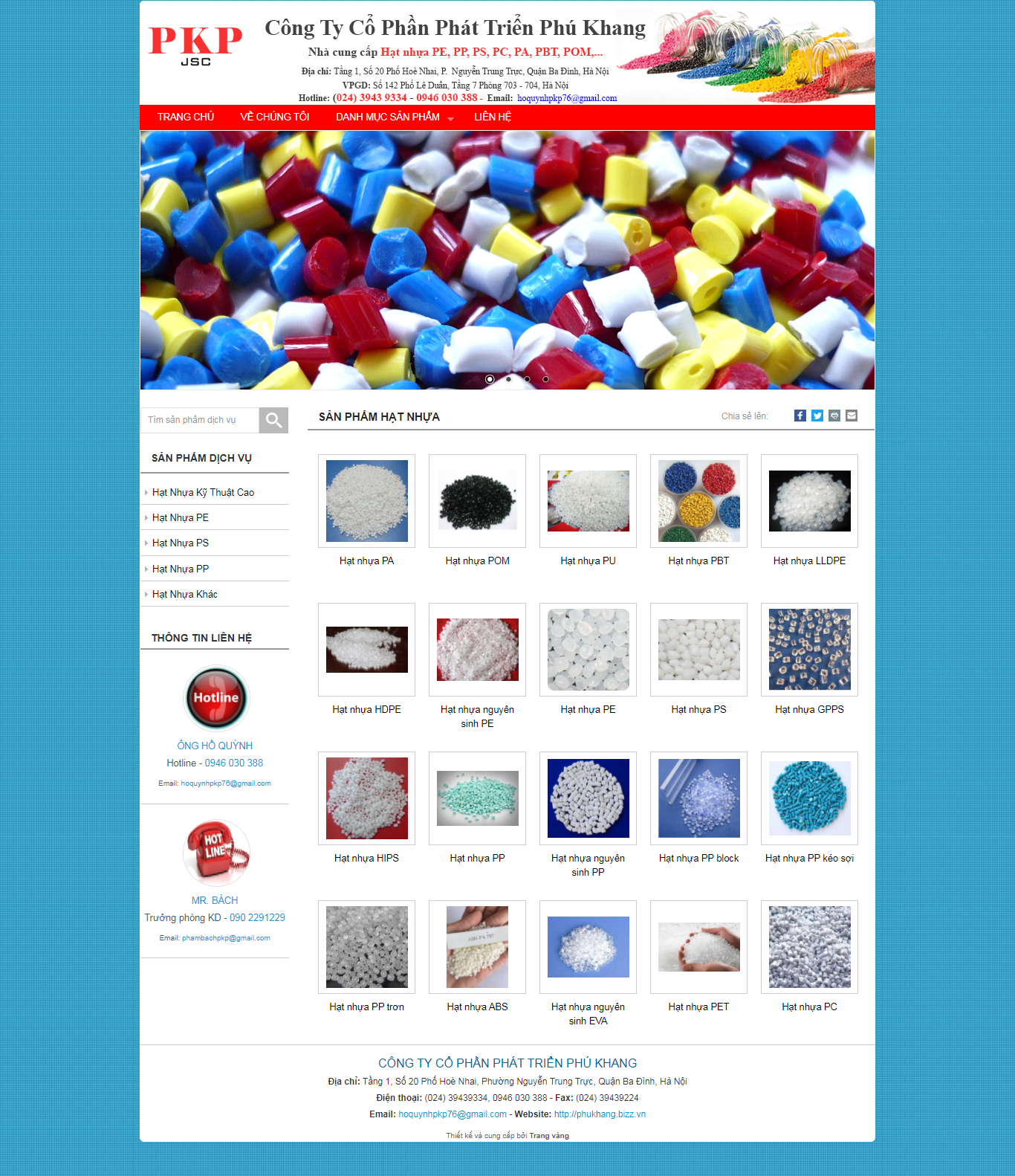 Thiết kế Website web hạt nhựa kĩ thuật - phukhangbizzvn