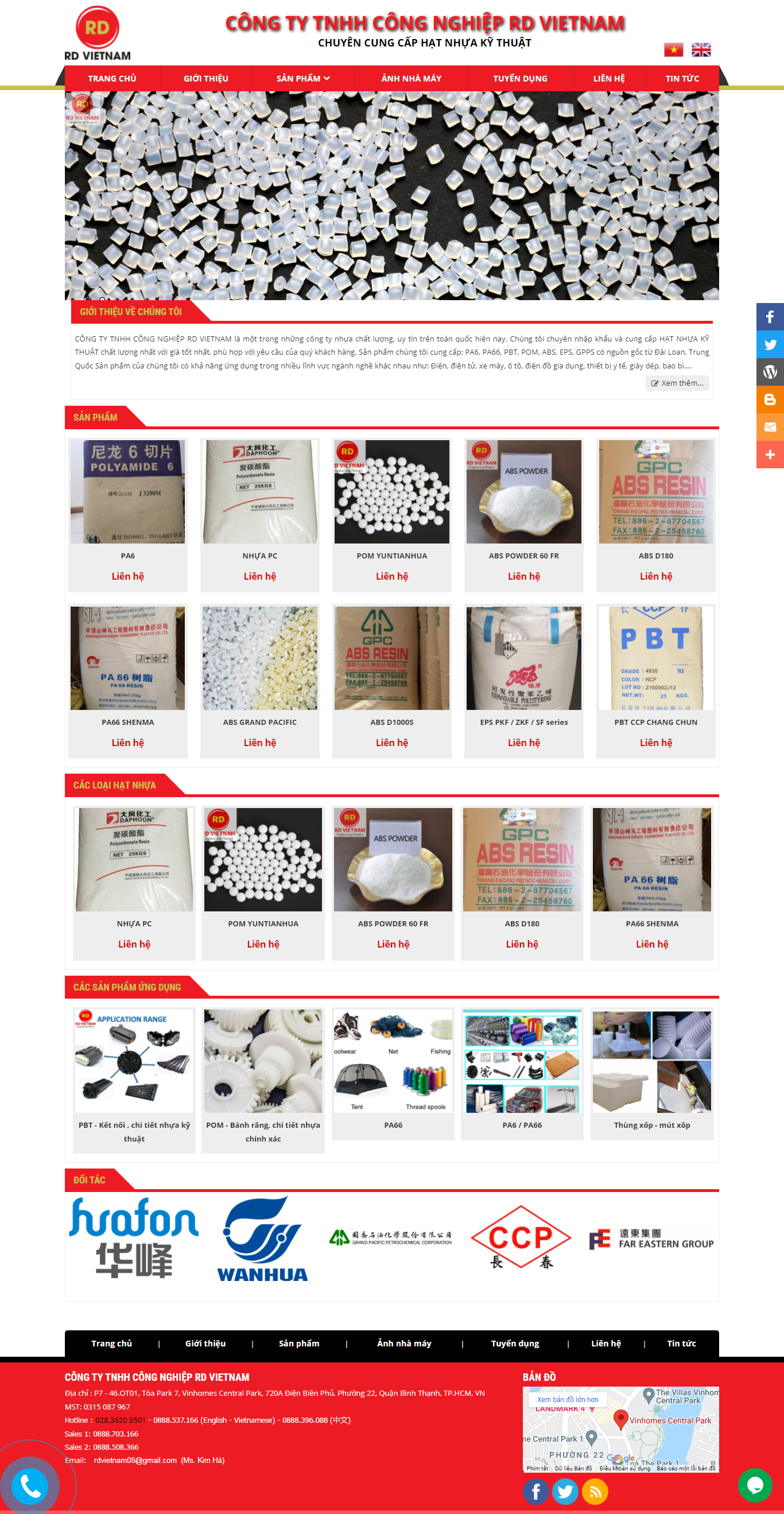 Thiết kế Website web hạt nhựa kĩ thuật - rdplascomvn