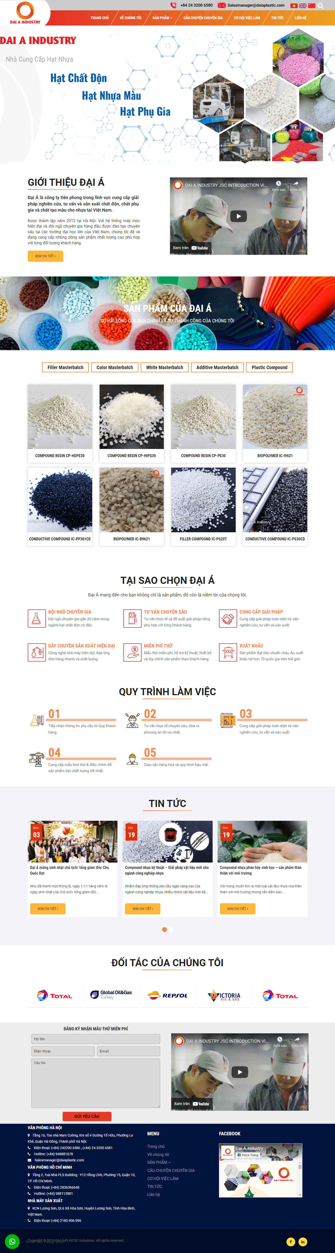 Thiết kế Website web hạt nhựa kĩ thuật - daiaplasticcom