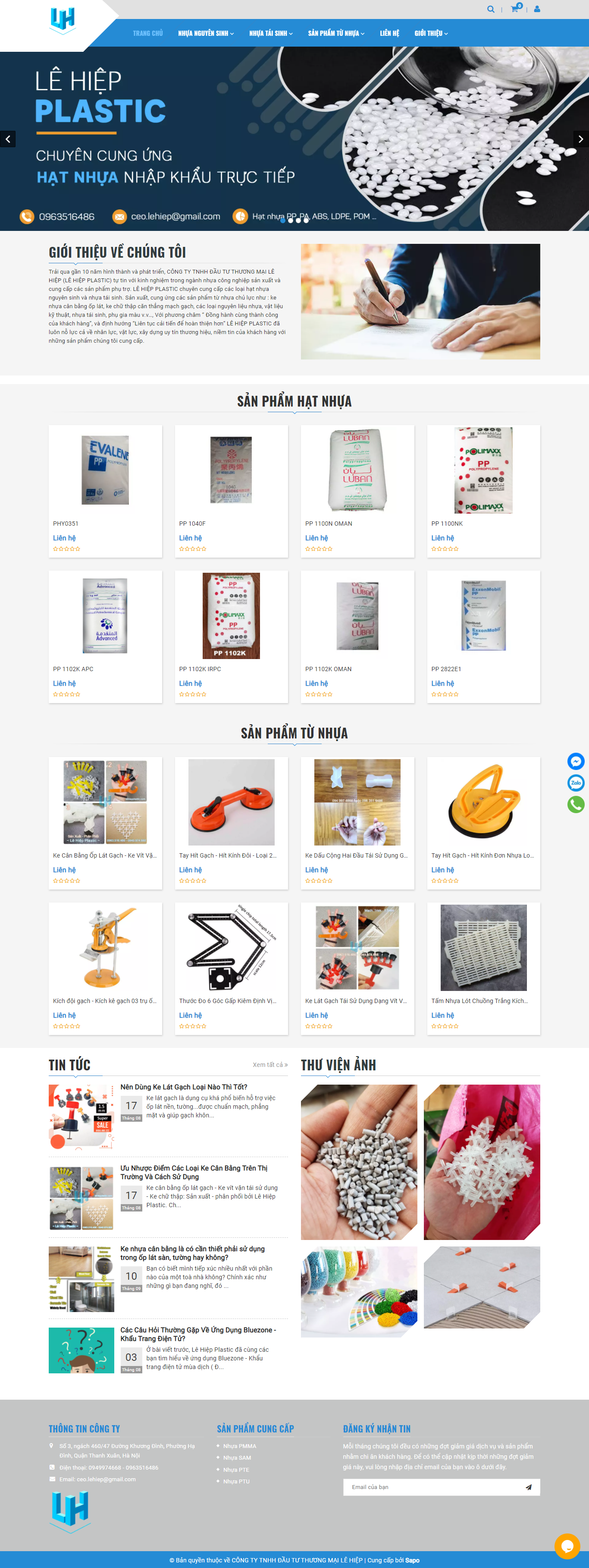Thiết kế Website web hạt nhựa kĩ thuật - lehiepplasticcom