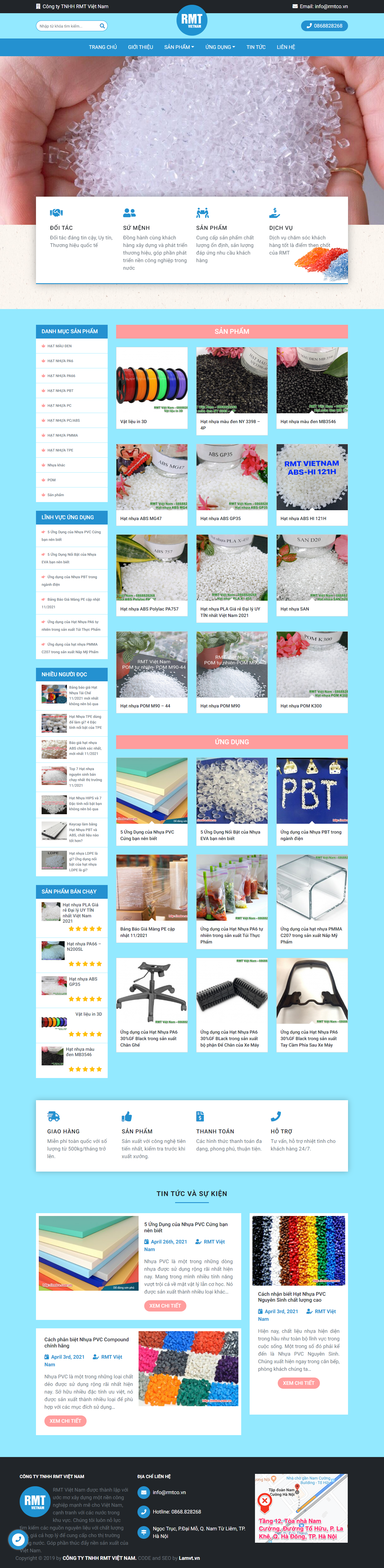 Thiết kế Website web hạt nhựa compound - rmtcocomvn
