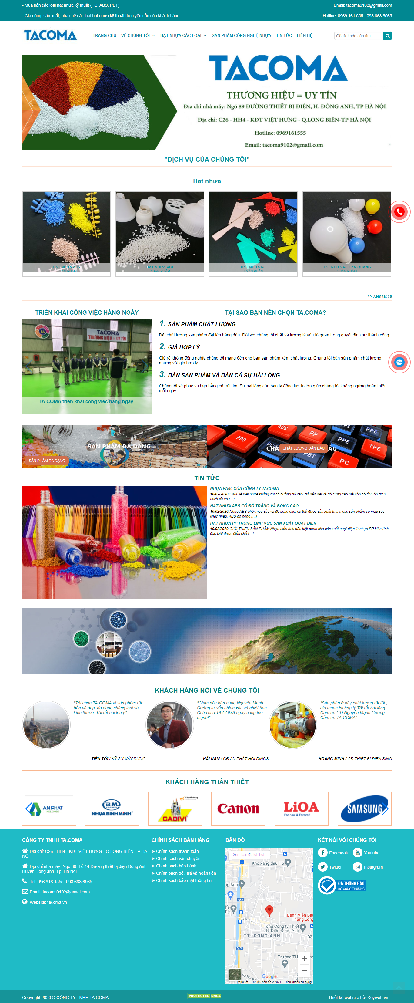 Thiết kế Website web hạt nhựa compound - tacomavn