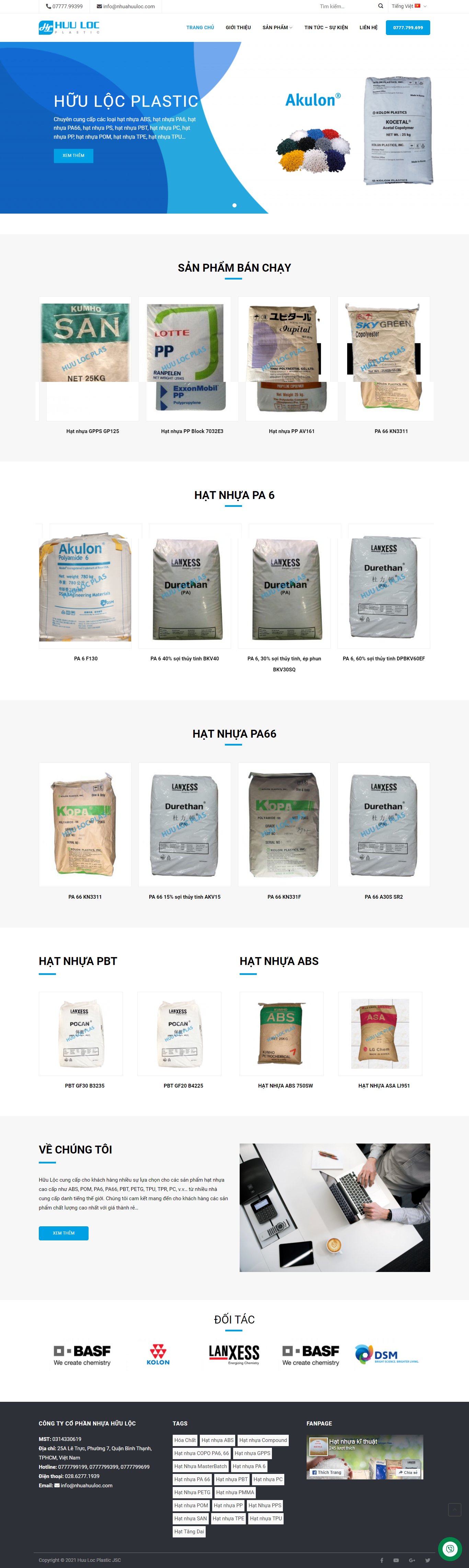 Thiết kế Website web hạt nhựa compound - nhuahuuloccom