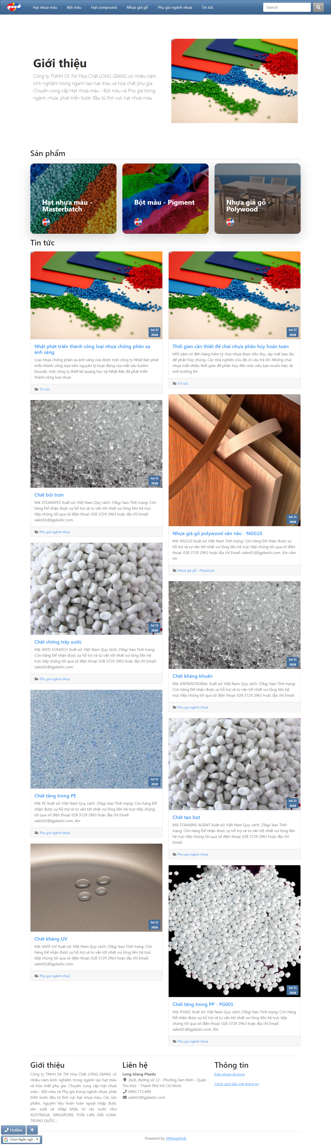Thiết kế Website web hạt nhựa compound - lgplasticcom