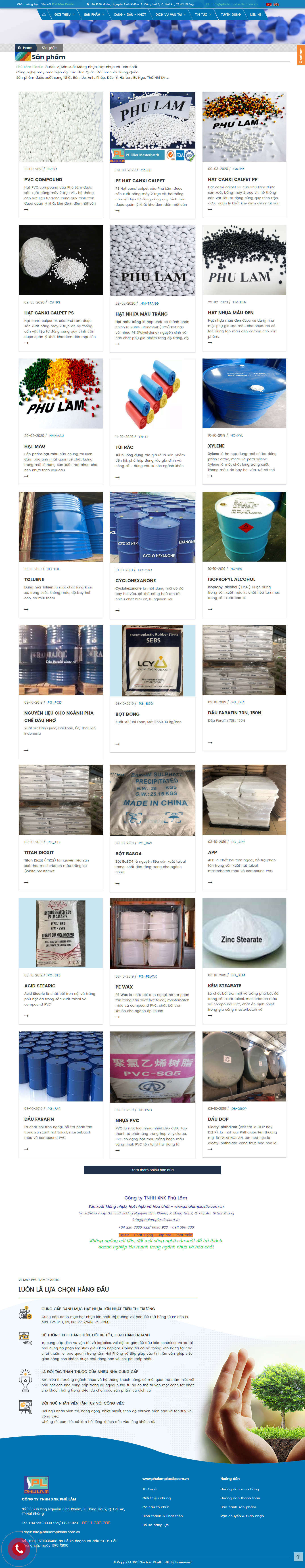 Thiết kế Website web hạt nhựa compound - phulamplasticcomvn