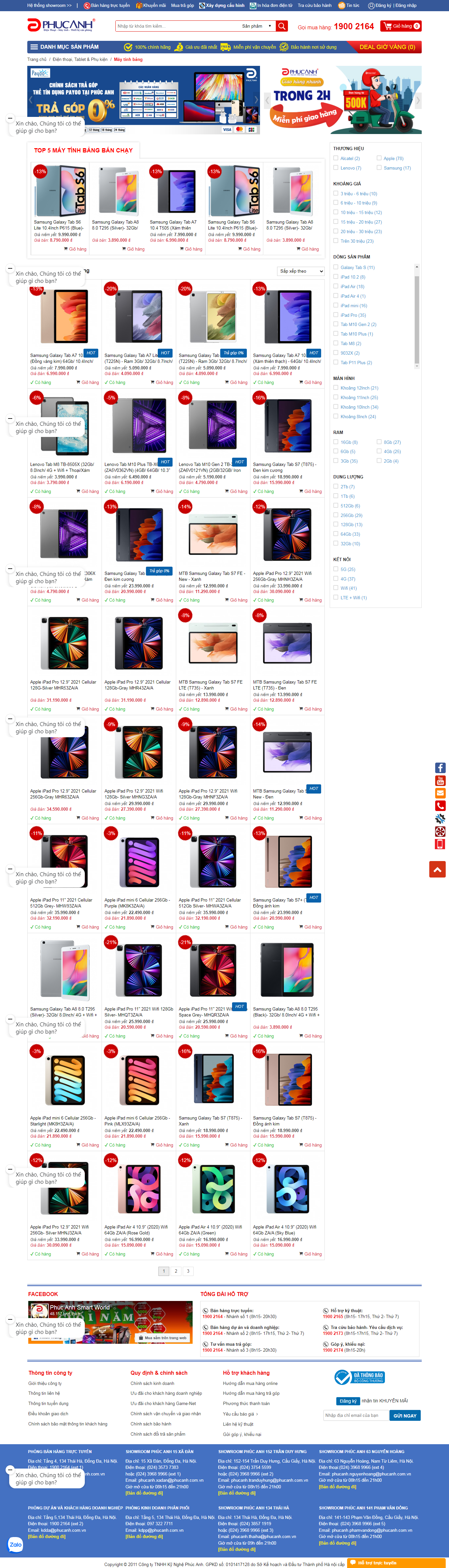 Thiết kế Website web bán máy tính bảng - wwwphucanhvn