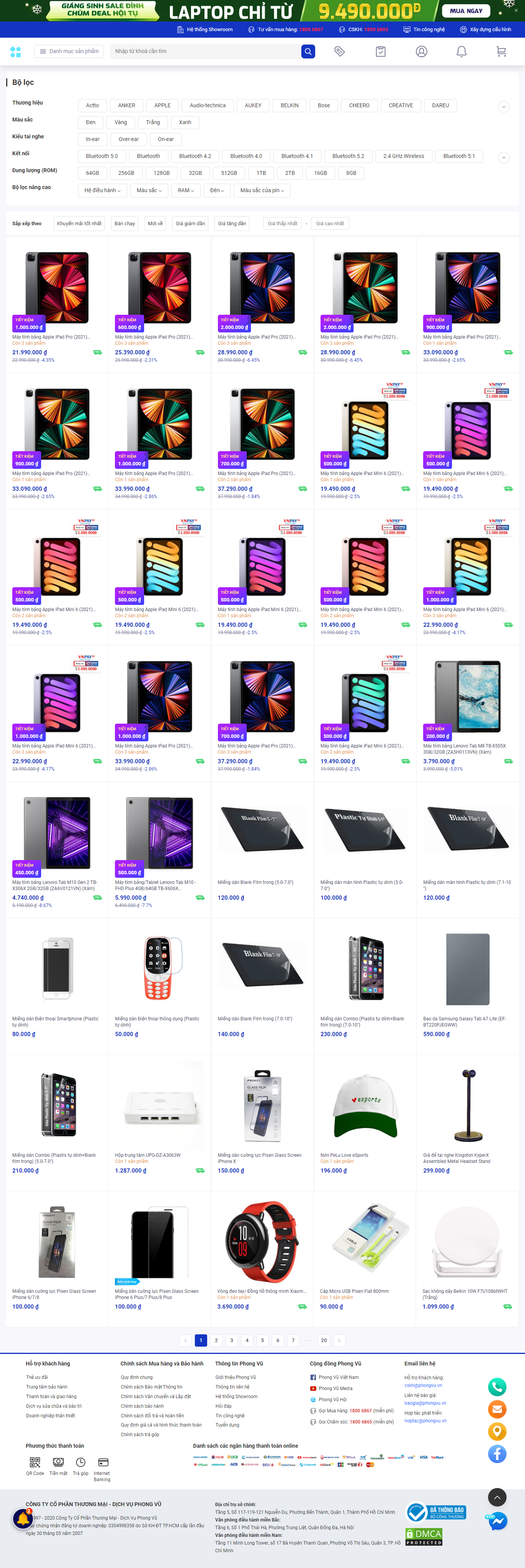 Thiết kế Website web bán máy tính bảng - phongvuvn