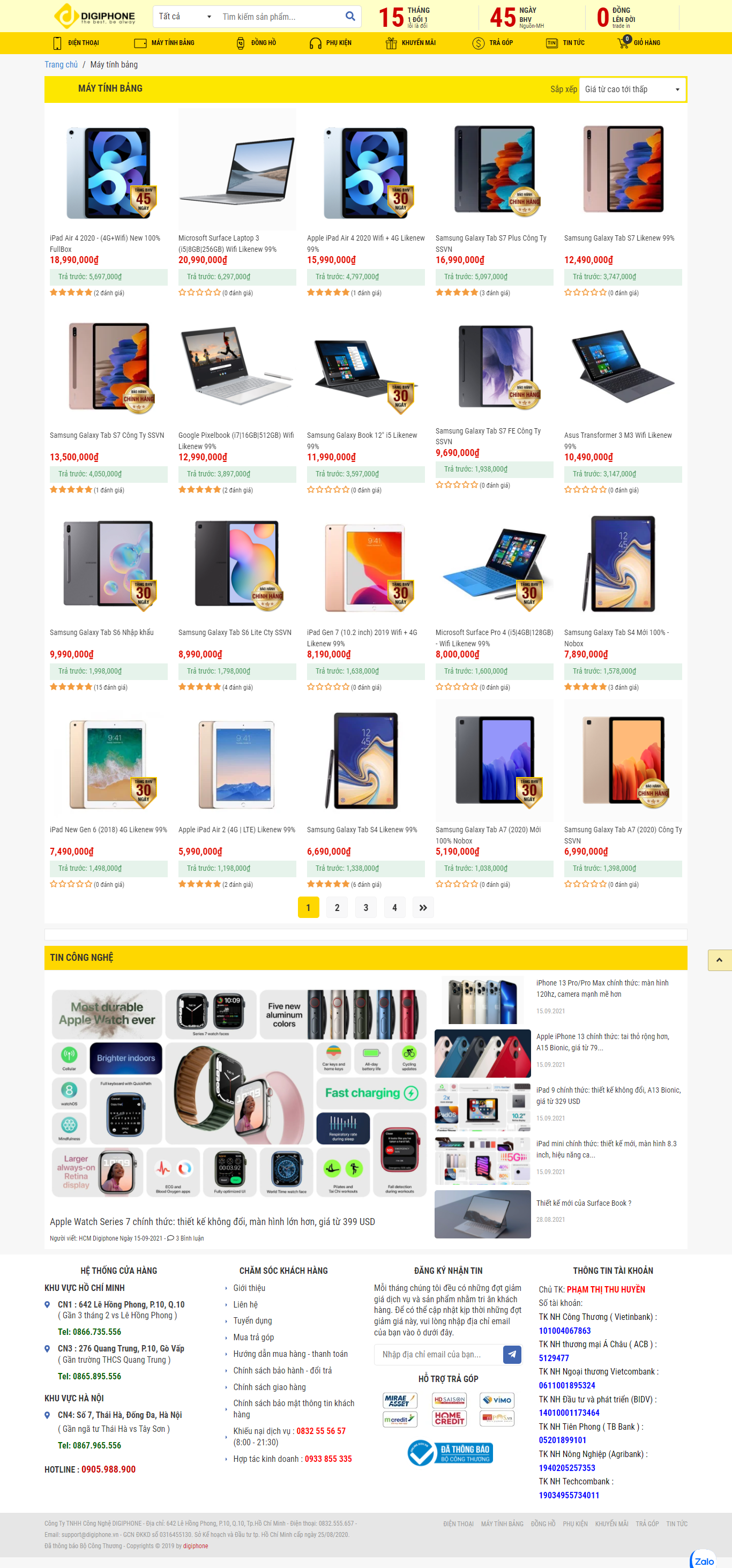 Thiết kế Website web bán máy tính bảng - digiphonevn