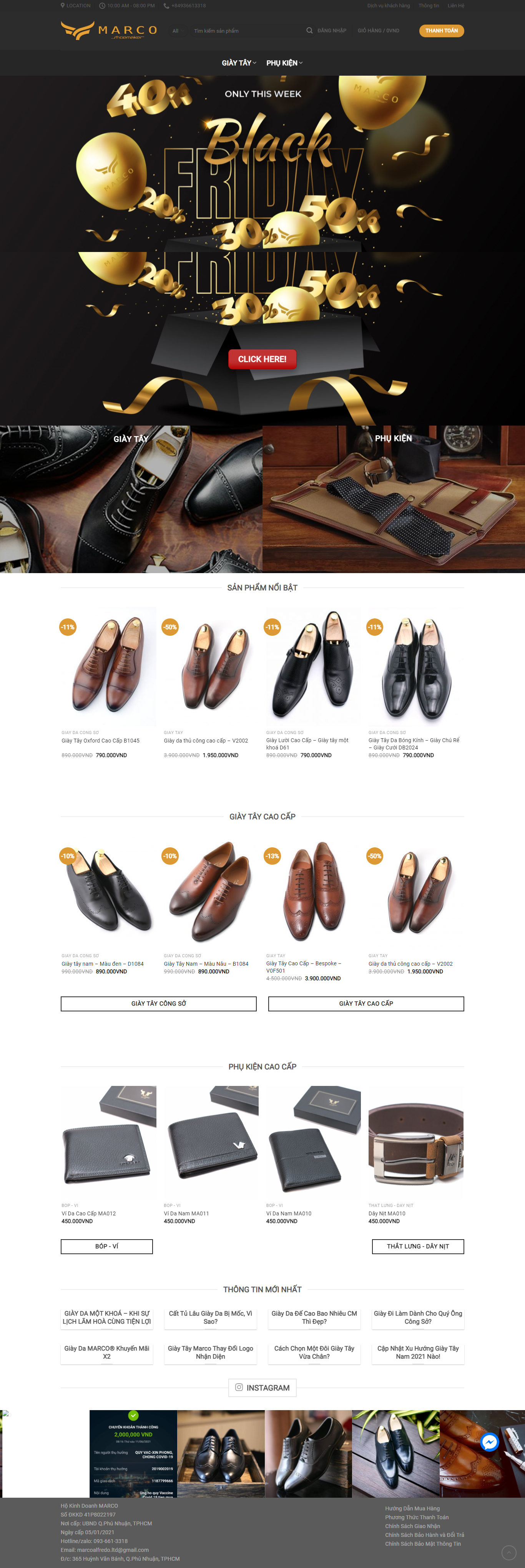 Thiết kế Website web bán giày da - giaymarcovn