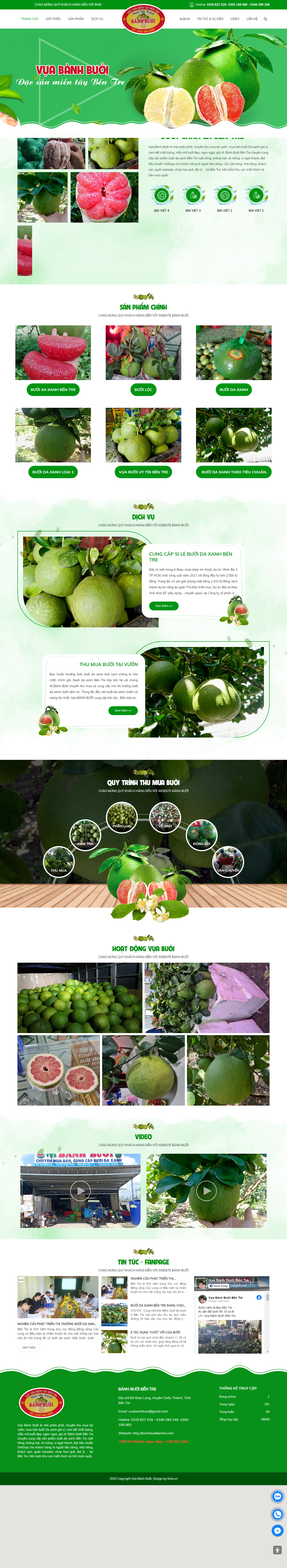 Thiết kế Website web bán bưởi da xanh - banhbuoibentrecom