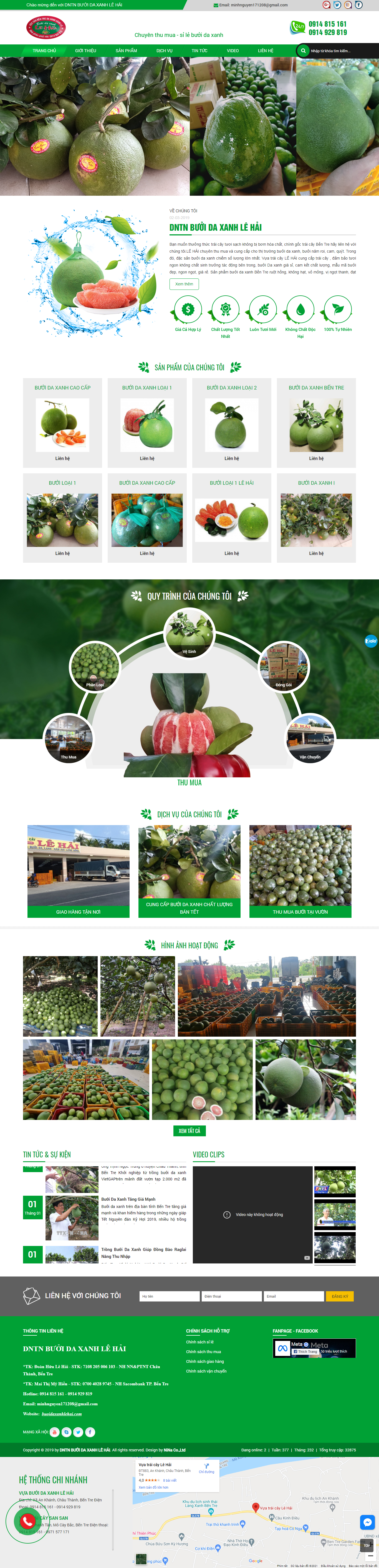Thiết kế Website web bán bưởi da xanh - buoidaxanhlehaicom