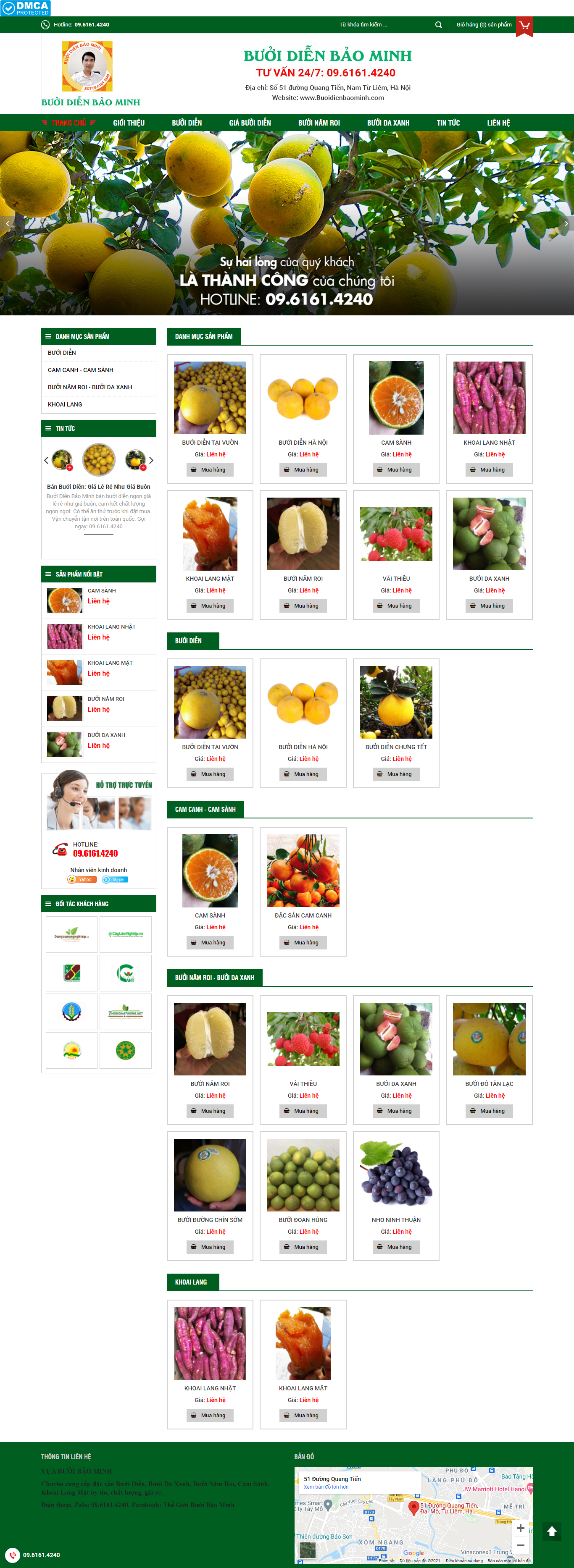 Thiết kế Website web bán bưởi da xanh - buoidienbaominhcom