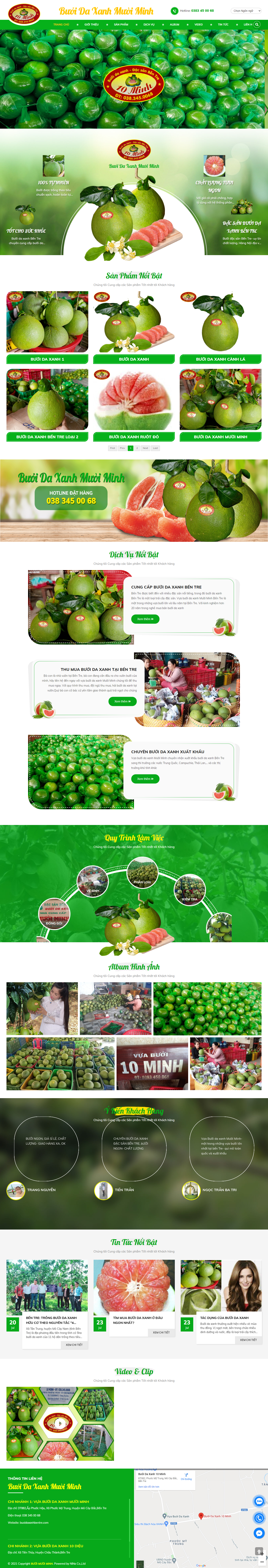 Thiết kế Website web bán bưởi da xanh - buoidaxanhbentrecom