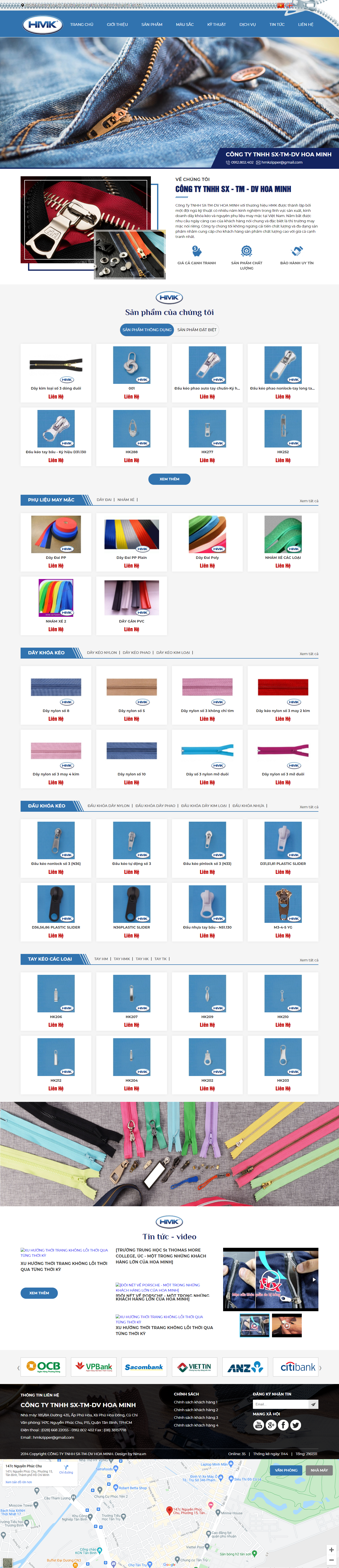 Thiết kế Website web dây khóa kéo - hmkzippercom