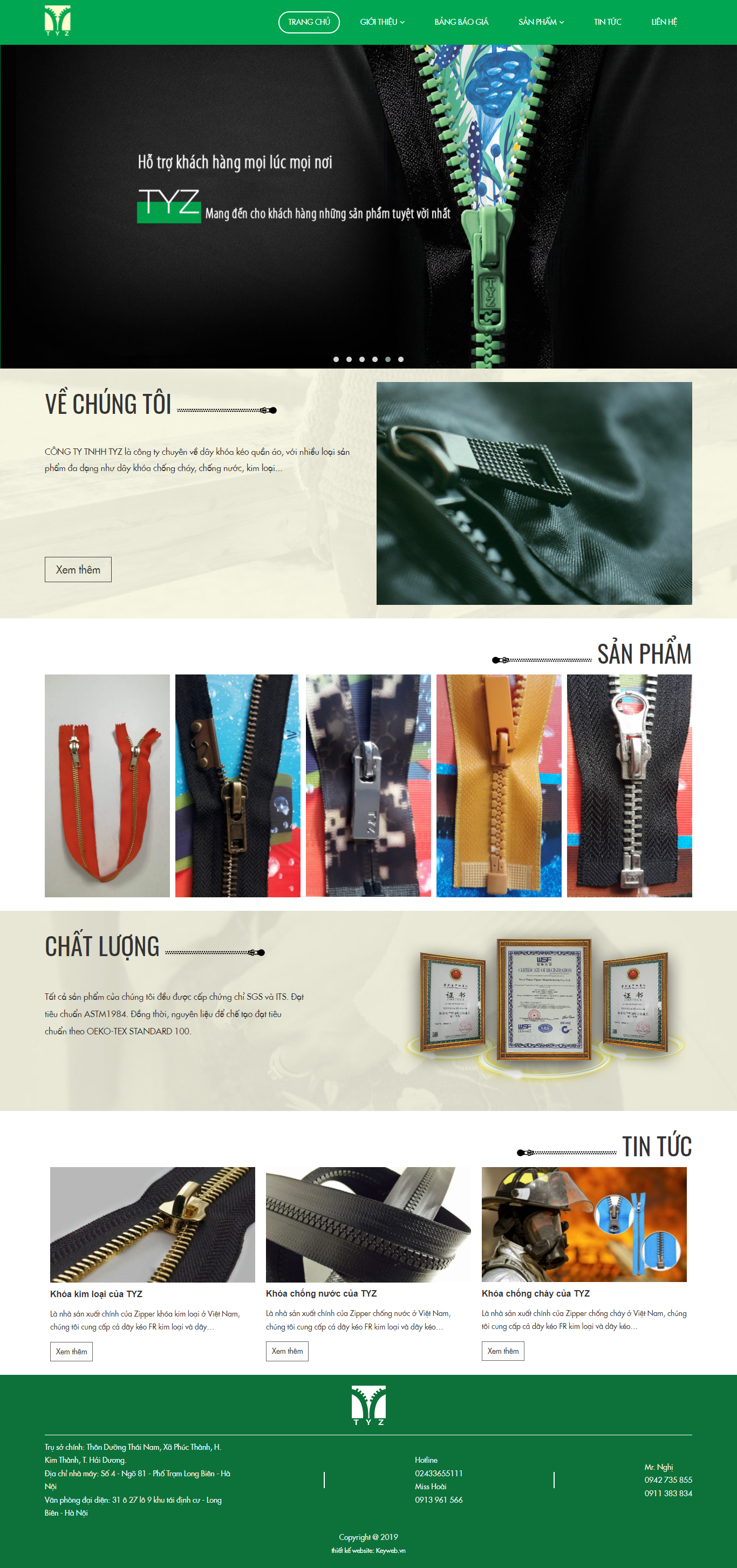 Thiết kế Website web dây khóa kéo - daykhoa-tyzcom