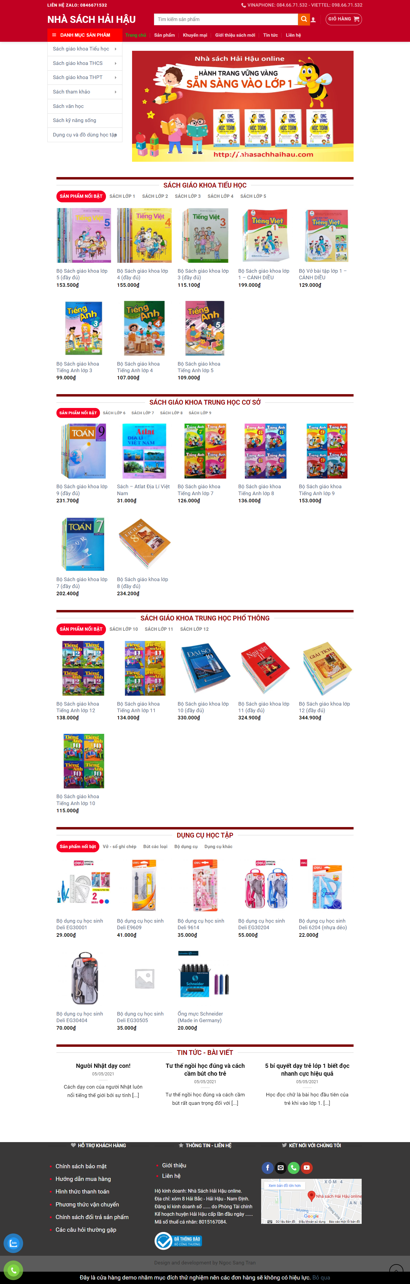 Thiết kế Website web bán sách giáo khoa - nhasachhaihaucom