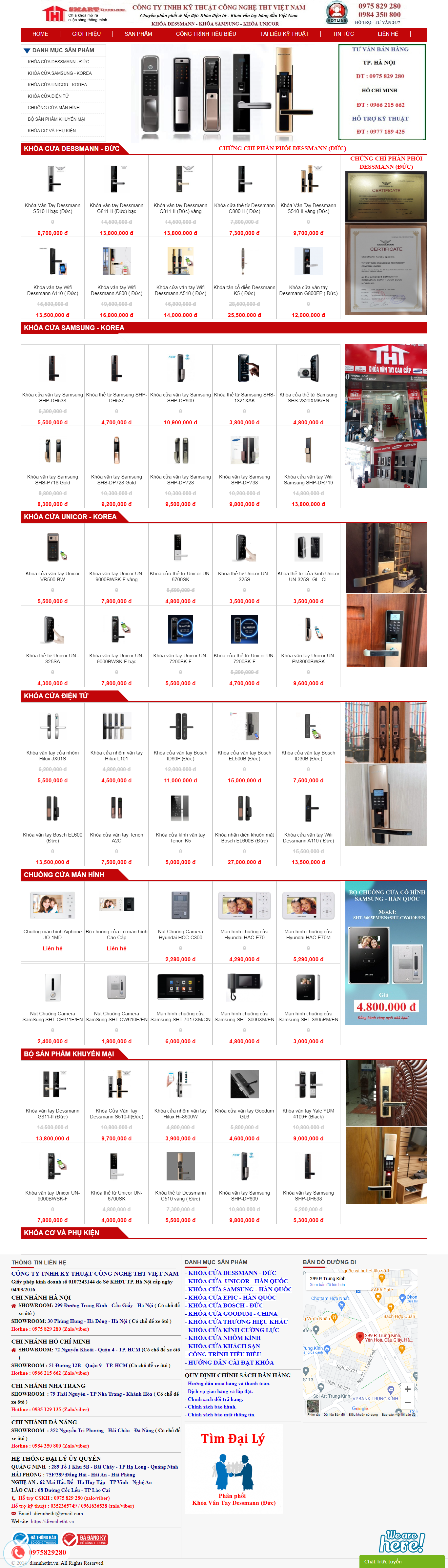 Thiết kế Website web bán khóa vân tay - diennhethtvn