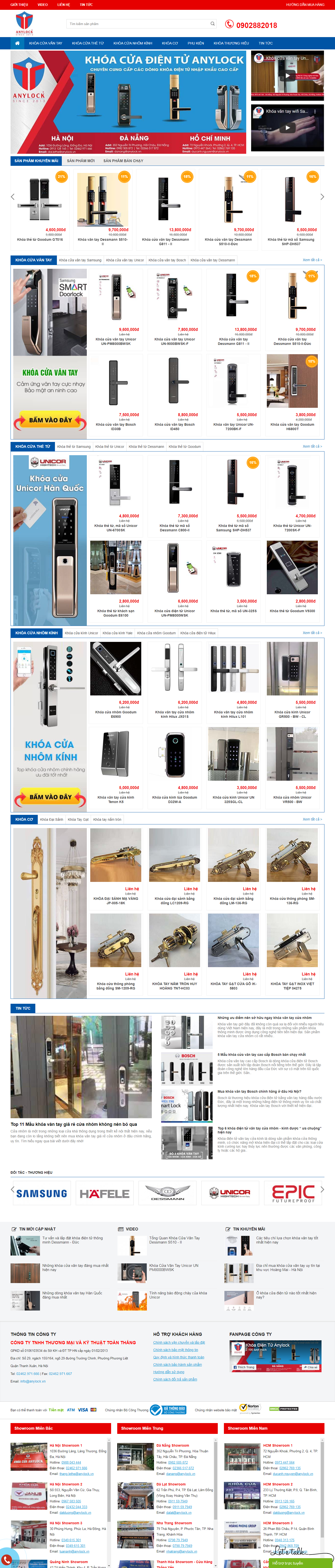 Thiết kế Website web bán khóa vân tay - anylockvn