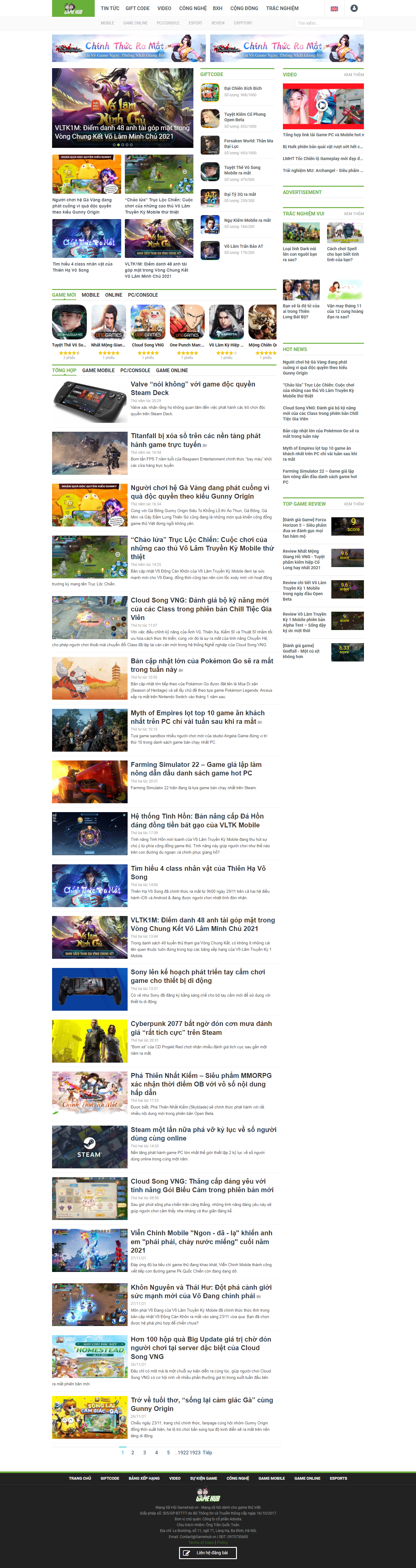 Thiết kế Website web game online - gamehubvn