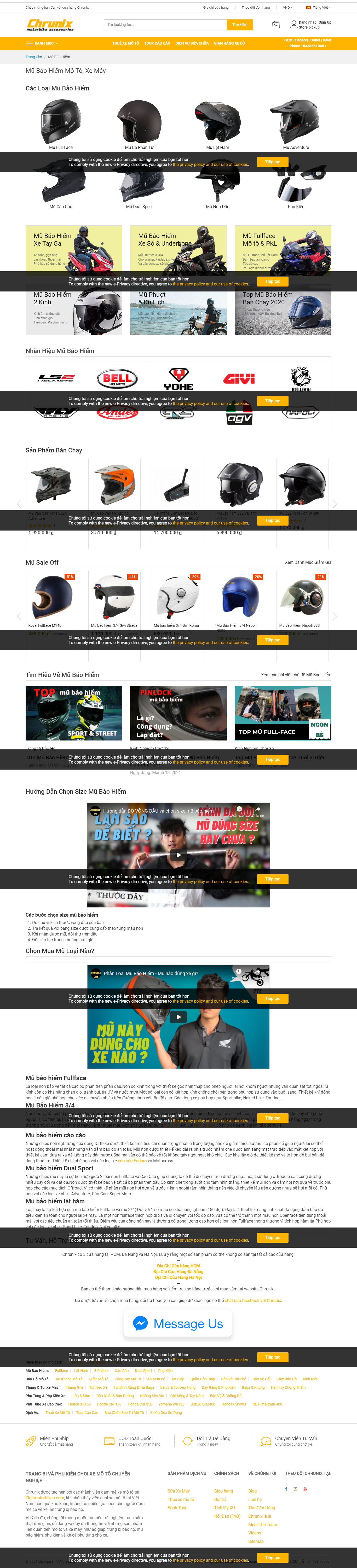 Thiết kế Website web bán mũ bảo hiểm - chrunixvn