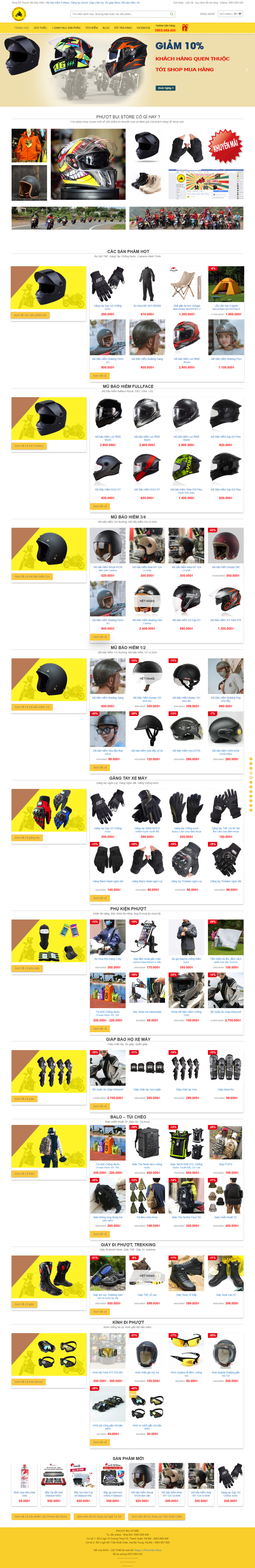 Thiết kế Website web bán mũ bảo hiểm - phuotbuistorecom