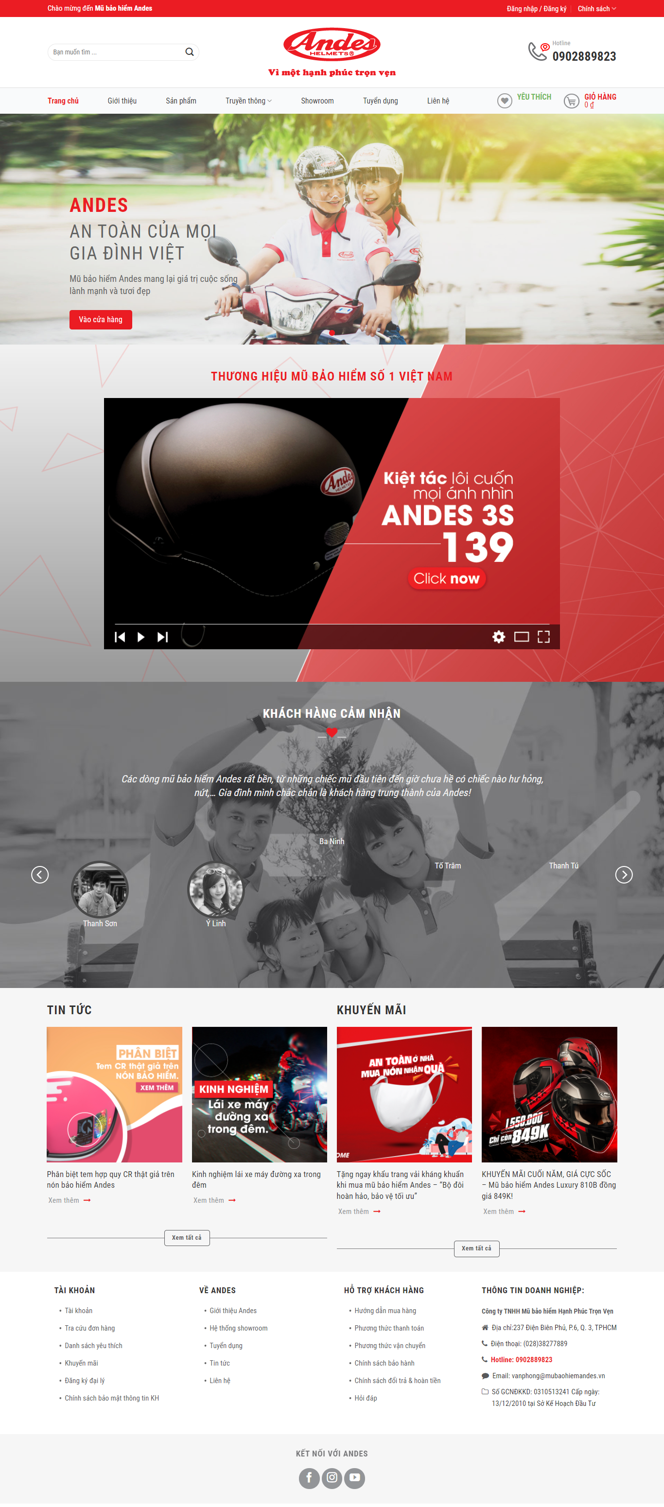 Thiết kế Website web bán mũ bảo hiểm - mubaohiemandesvn